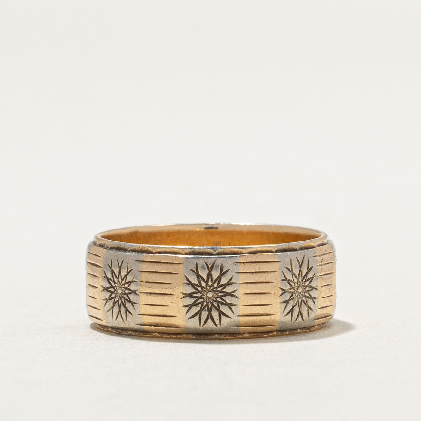 10K Yellow Gold Engraved Band | 6.9mm | SZ 5.75