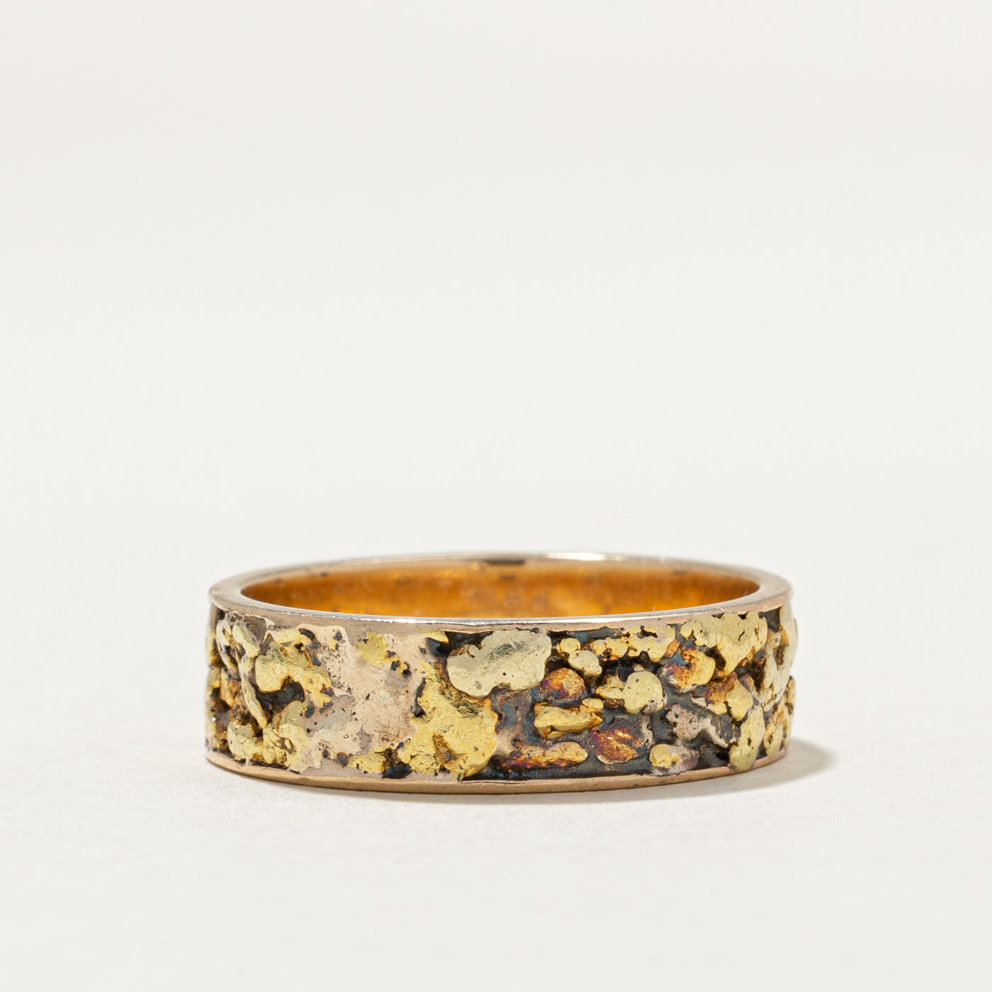 Bague en or jaune 10 carats sertie de pépites | Taille 10,5