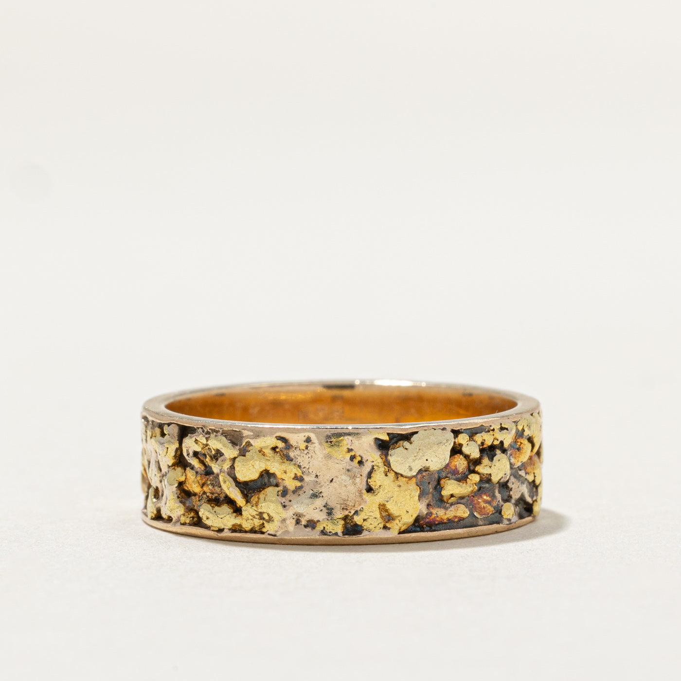 Bague en or jaune 10 carats sertie de pépites | Taille 10,5