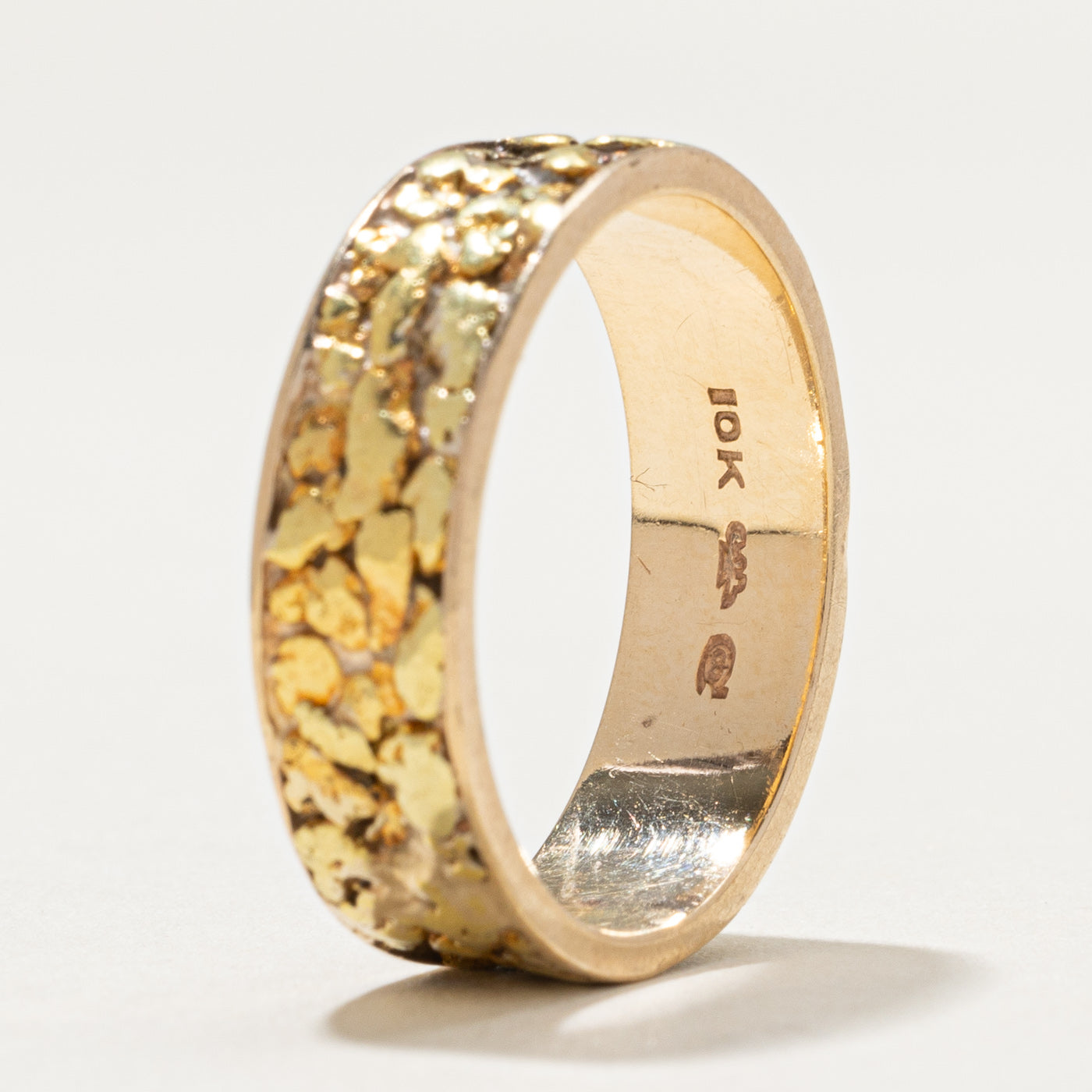 Bague en or jaune 10 carats sertie de pépites | Taille 10,5