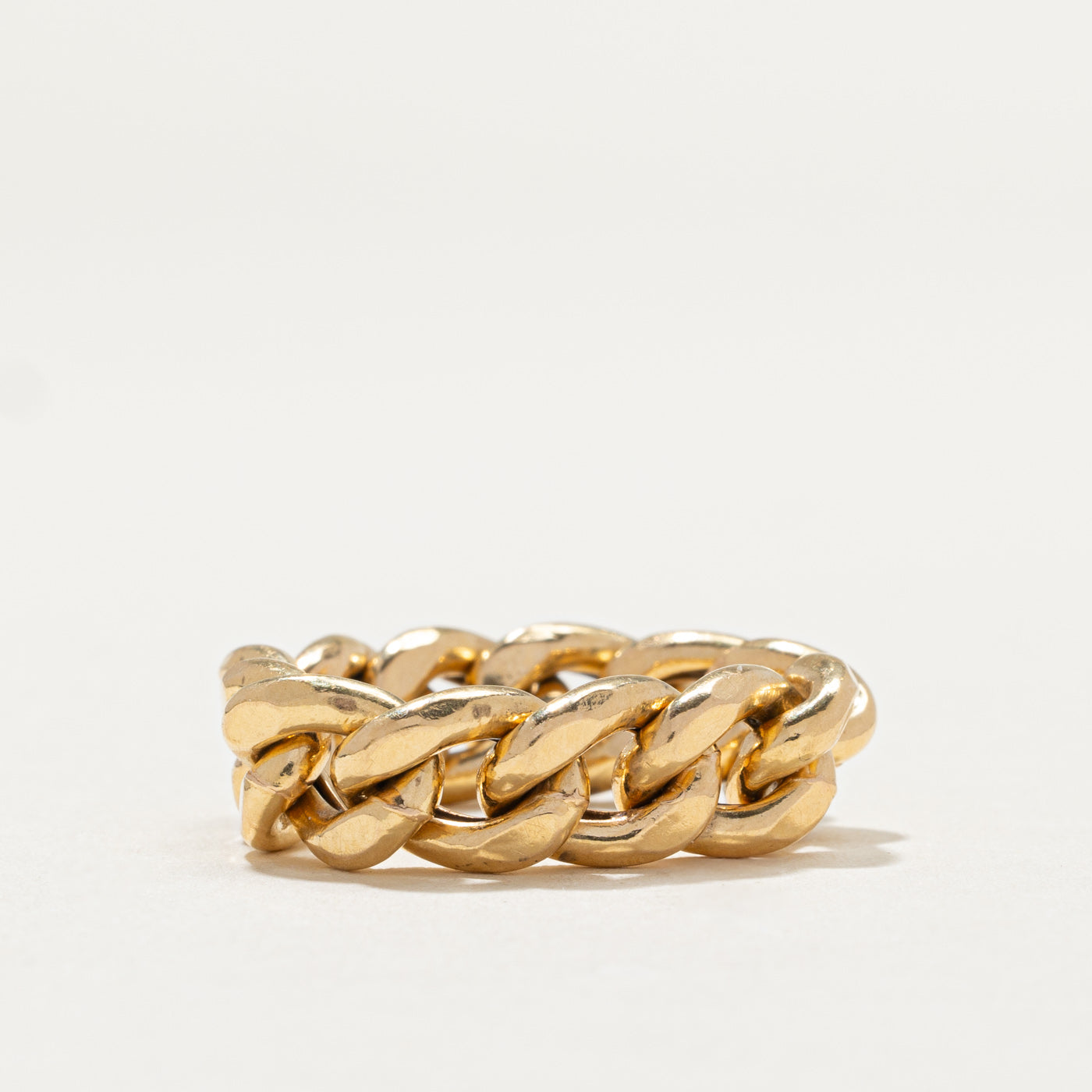 18K Yellow Gold Curb Link Chain Ring | 7.2mm | SZ 7.25