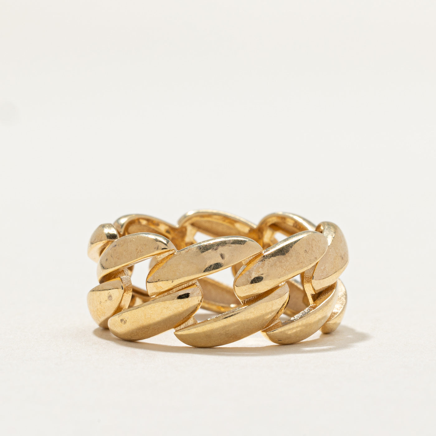 14K Yellow Gold Chain Link Ring | 9.6mm | SZ 8