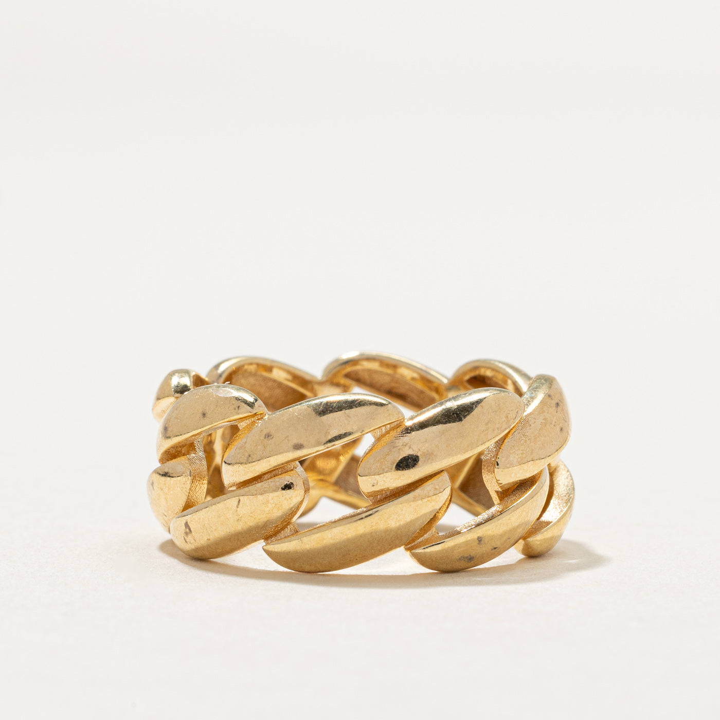 14K Yellow Gold Chain Link Ring | 9.6mm | SZ 8