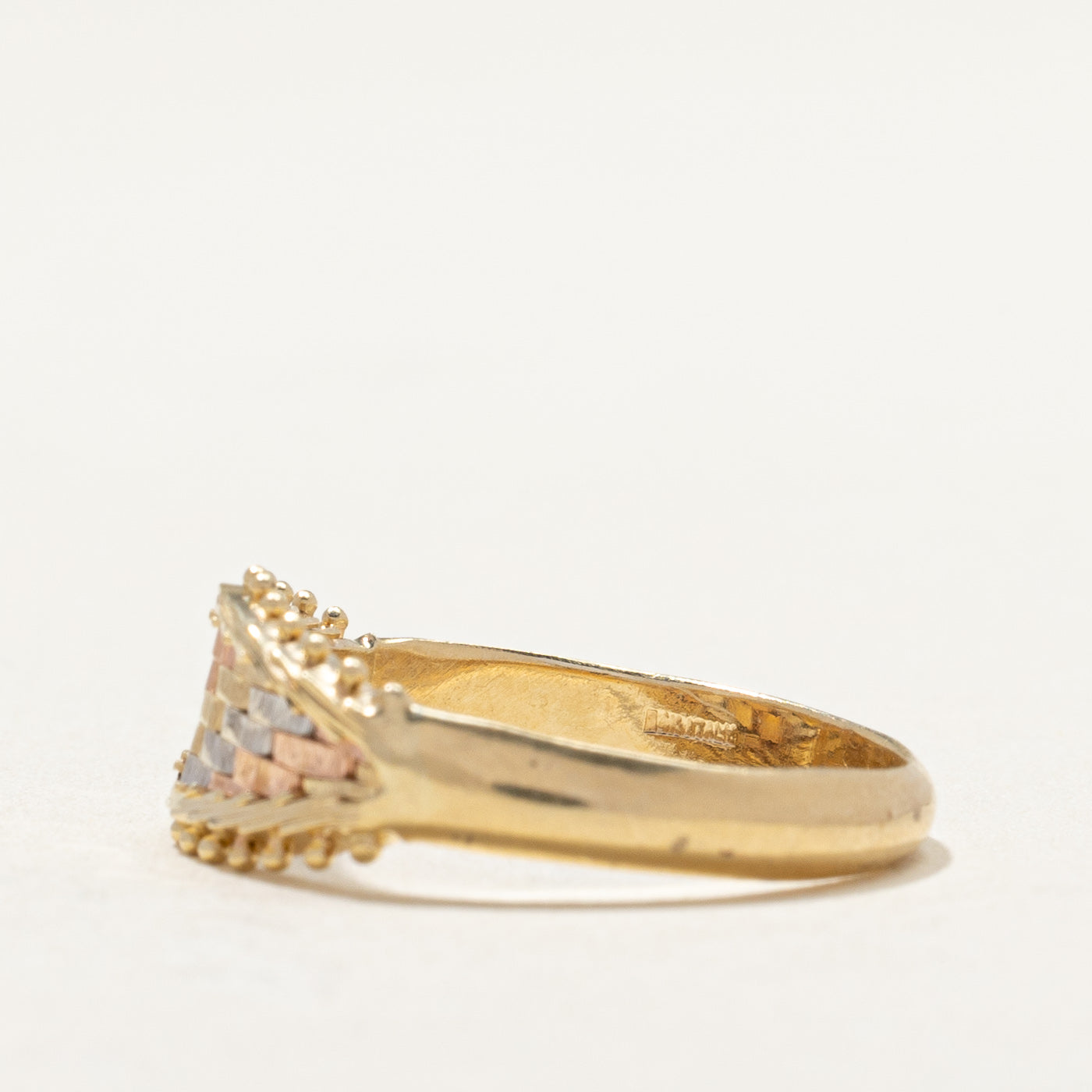 14K Tri Tone Gold Woven Design Tapered Ring | SZ 7