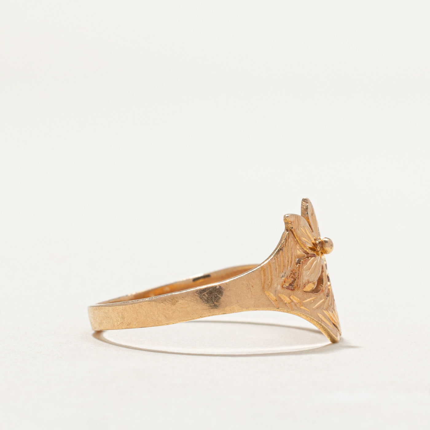 14K Rose Gold Floral Design Tapered Ring | SZ 12