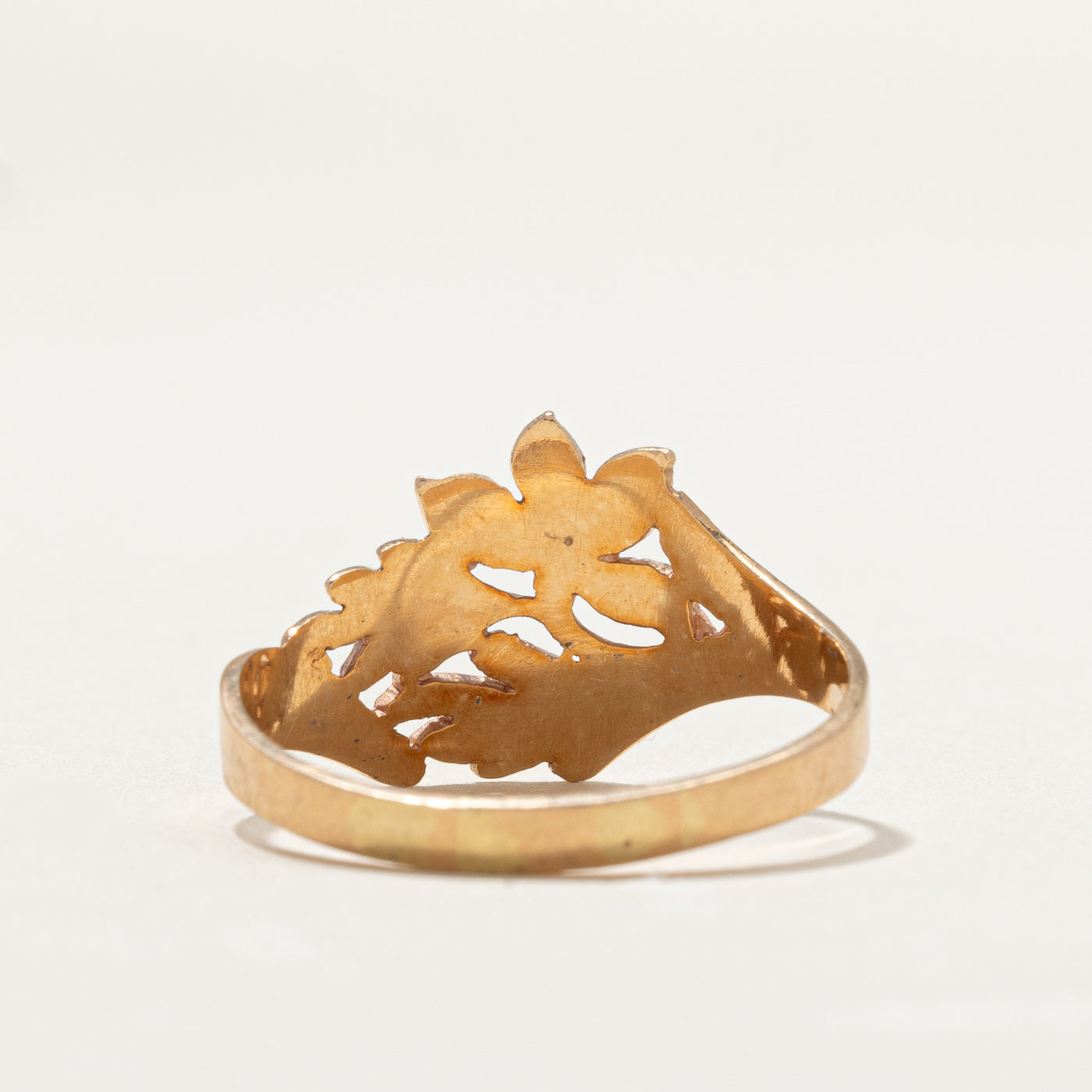 14K Rose Gold Floral Design Tapered Ring | SZ 12