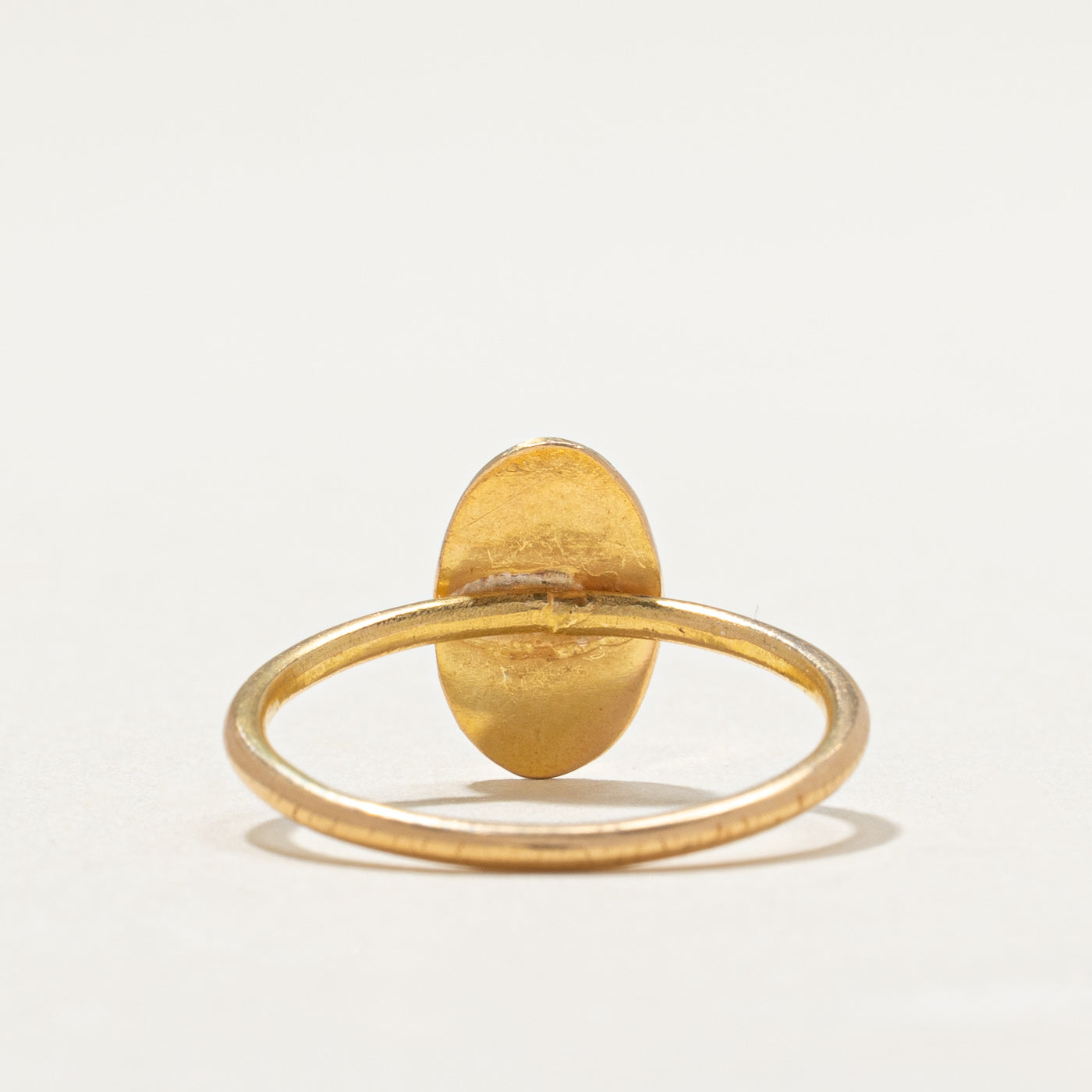 20K Yellow Gold Oval Shaped "R" Initial Ring | SZ 6