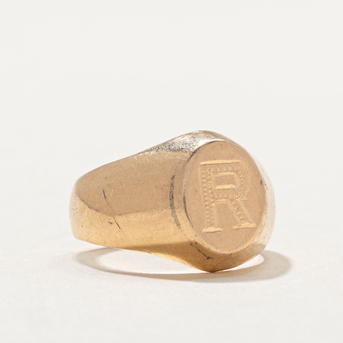 14K Yellow Gold "R" Initial Signet Ring | SZ 3.5