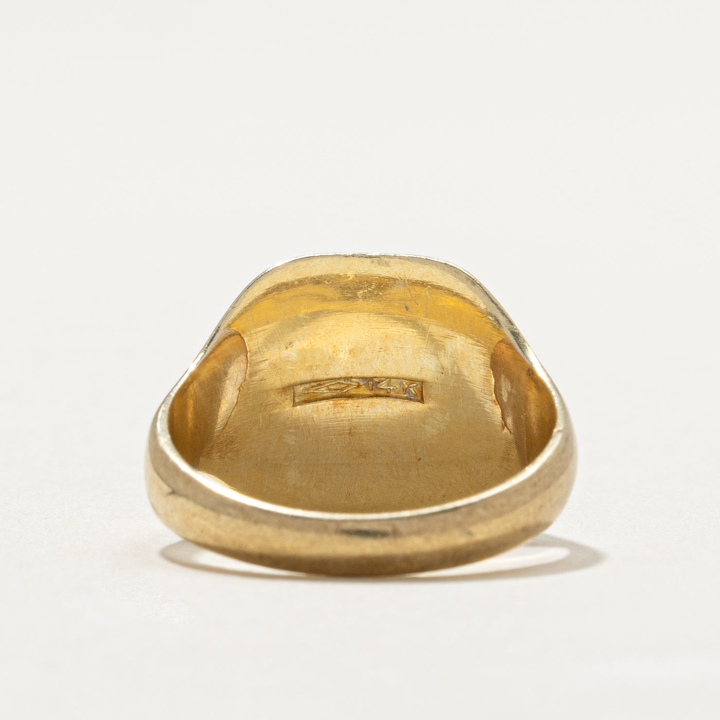 14K Yellow Gold Textured Signet Ring | SZ 4.75