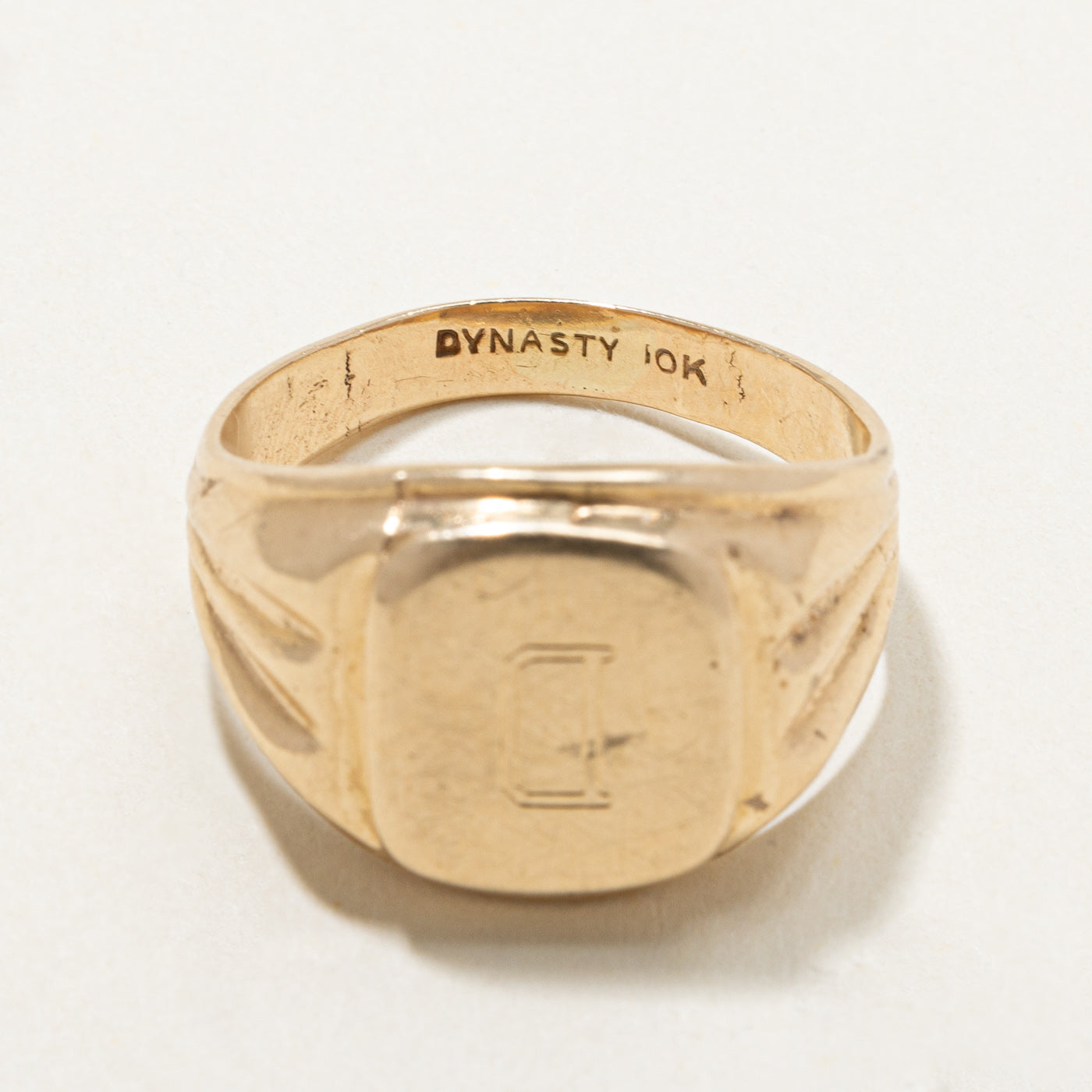 10K Yellow Gold "D" Initial Signet Ring | SZ 7.25