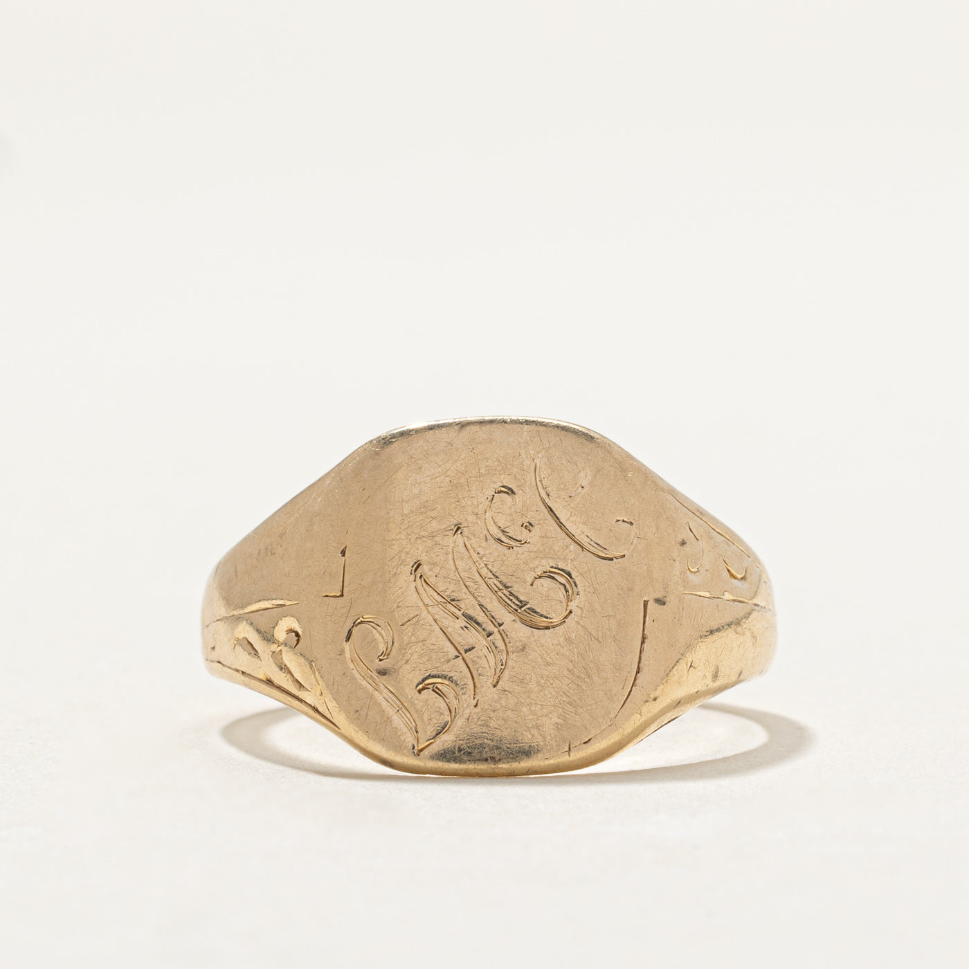 1964 Birmingham 9K Yellow Gold "LMcC" Initial Signet Ring | SZ 9.75