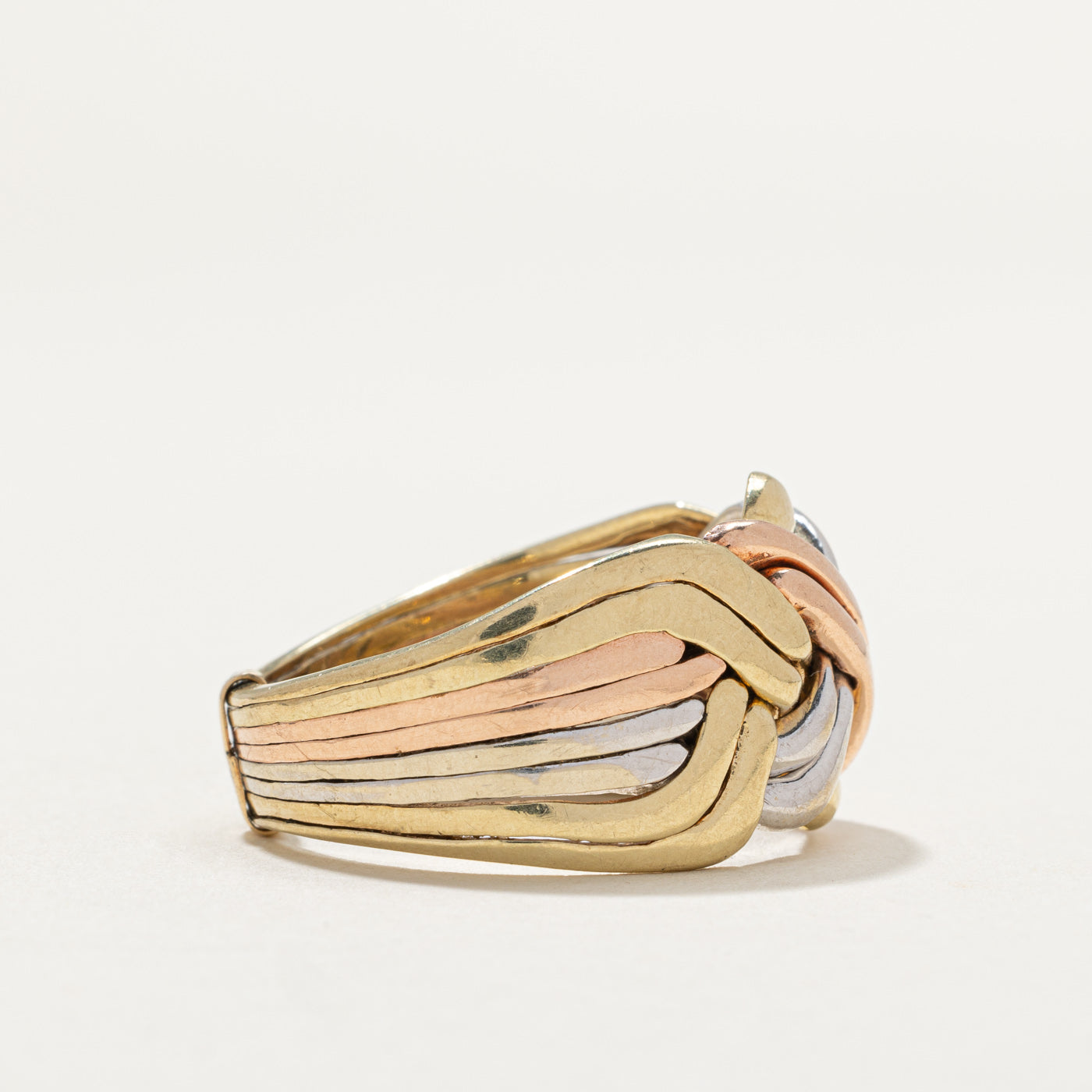 10K Tri Tone Gold Solved Puzzle Ring | SZ 12.25