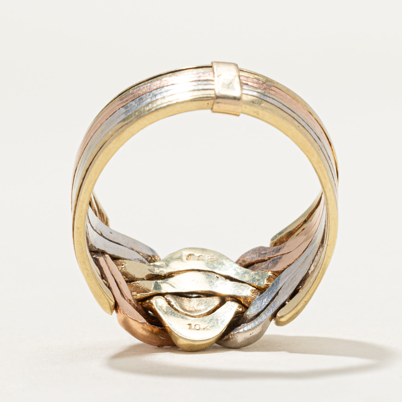 10K Tri Tone Gold Solved Puzzle Ring | SZ 12.25