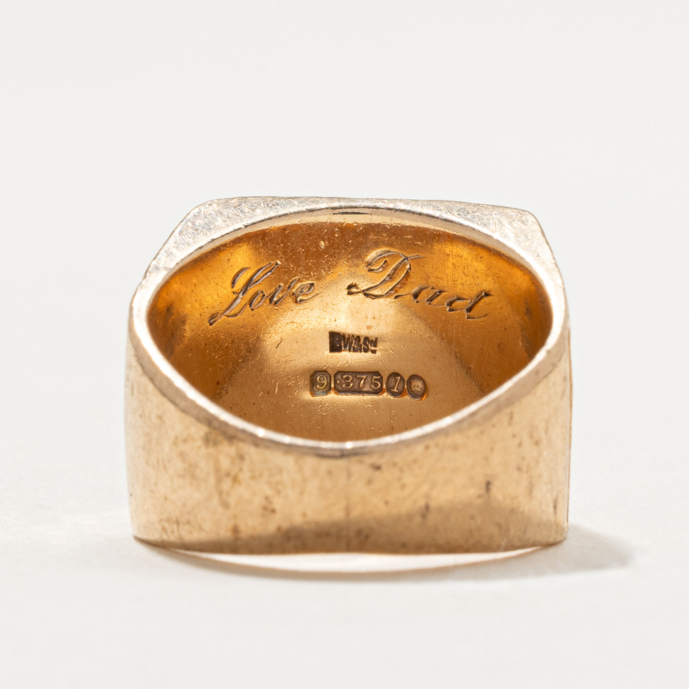 9K Yellow Gold Textured Square Signet Ring | SZ 6