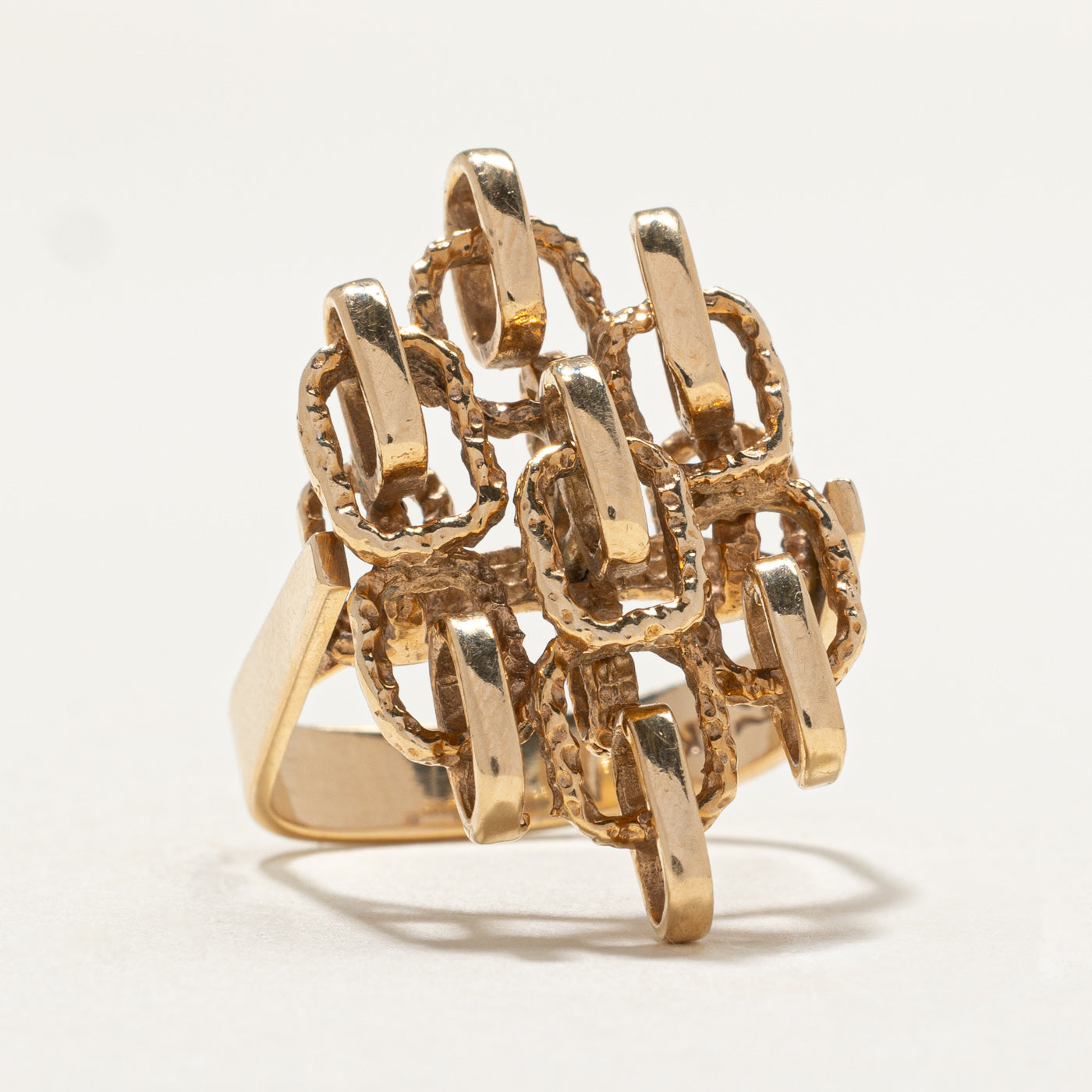 14K Yellow Gold Geometric Cocktail Ring | SZ 5