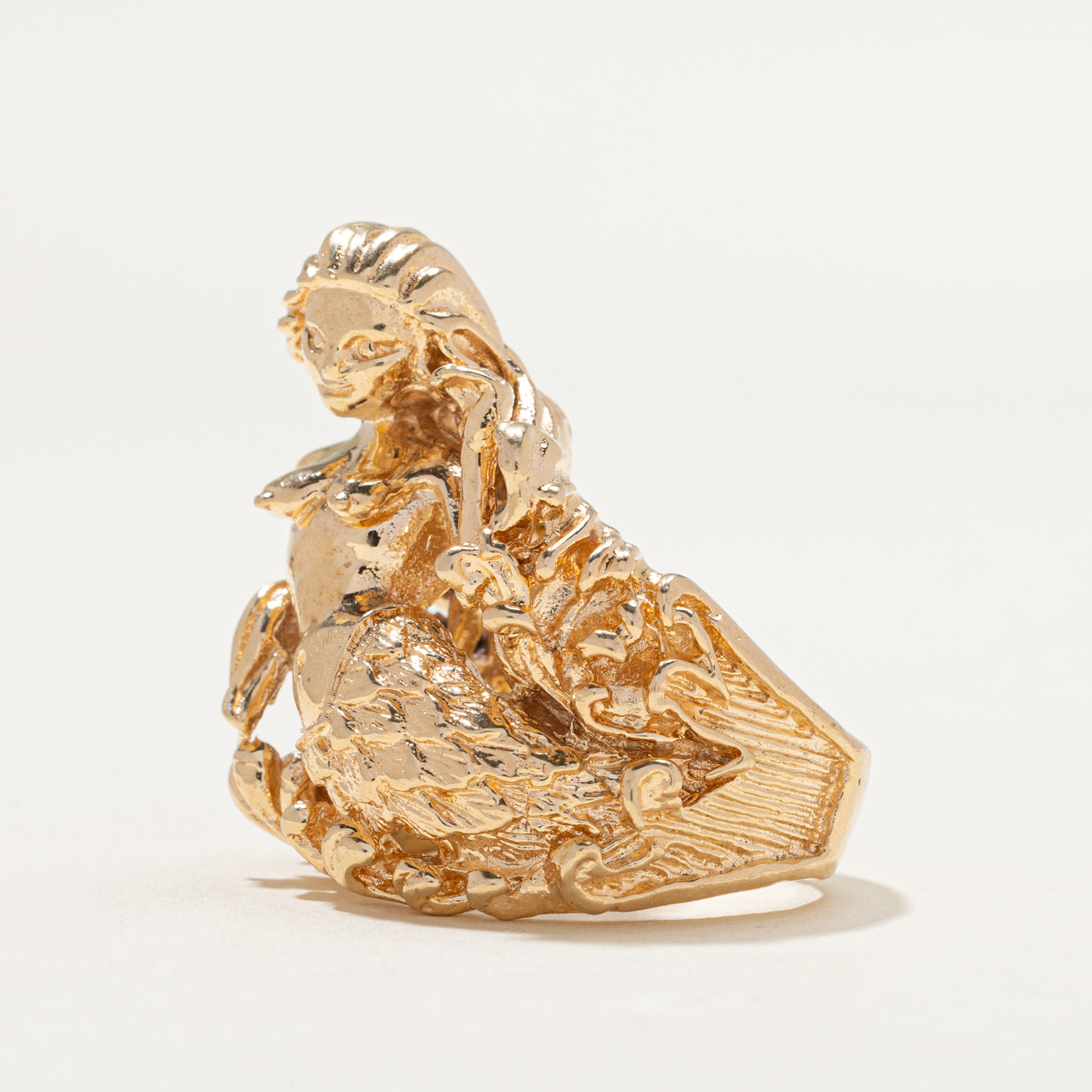 14K Yellow Gold Mermaid Cocktail Ring | SZ 8.75