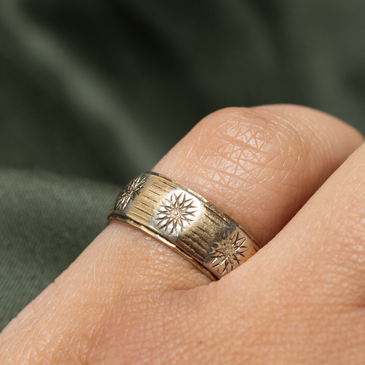 10K Yellow Gold Engraved Band | 6.9mm | SZ 5.75