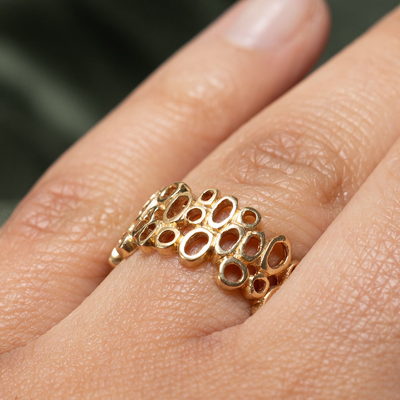 14K Yellow Gold Abstract Openwork Band | 9mm | SZ 7