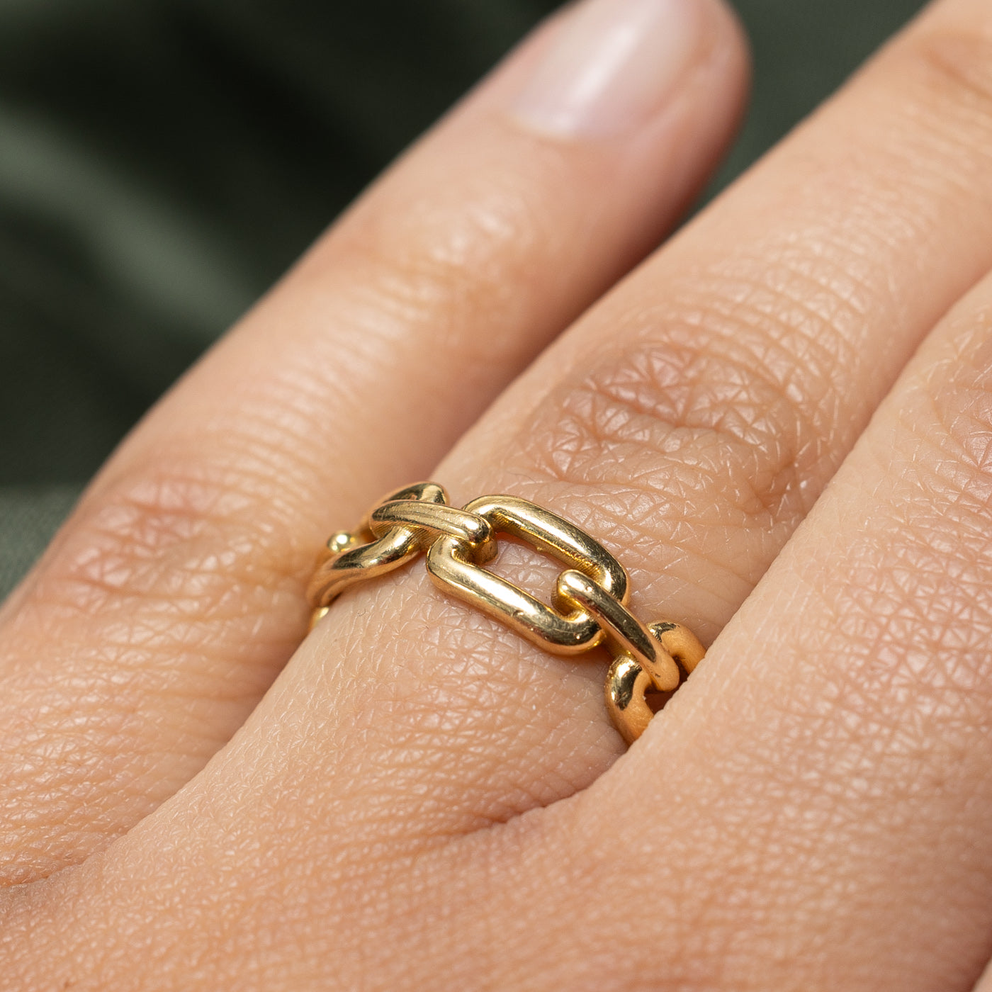18K Yellow Gold Chain Link Ring | 5.7mm | SZ 7.25