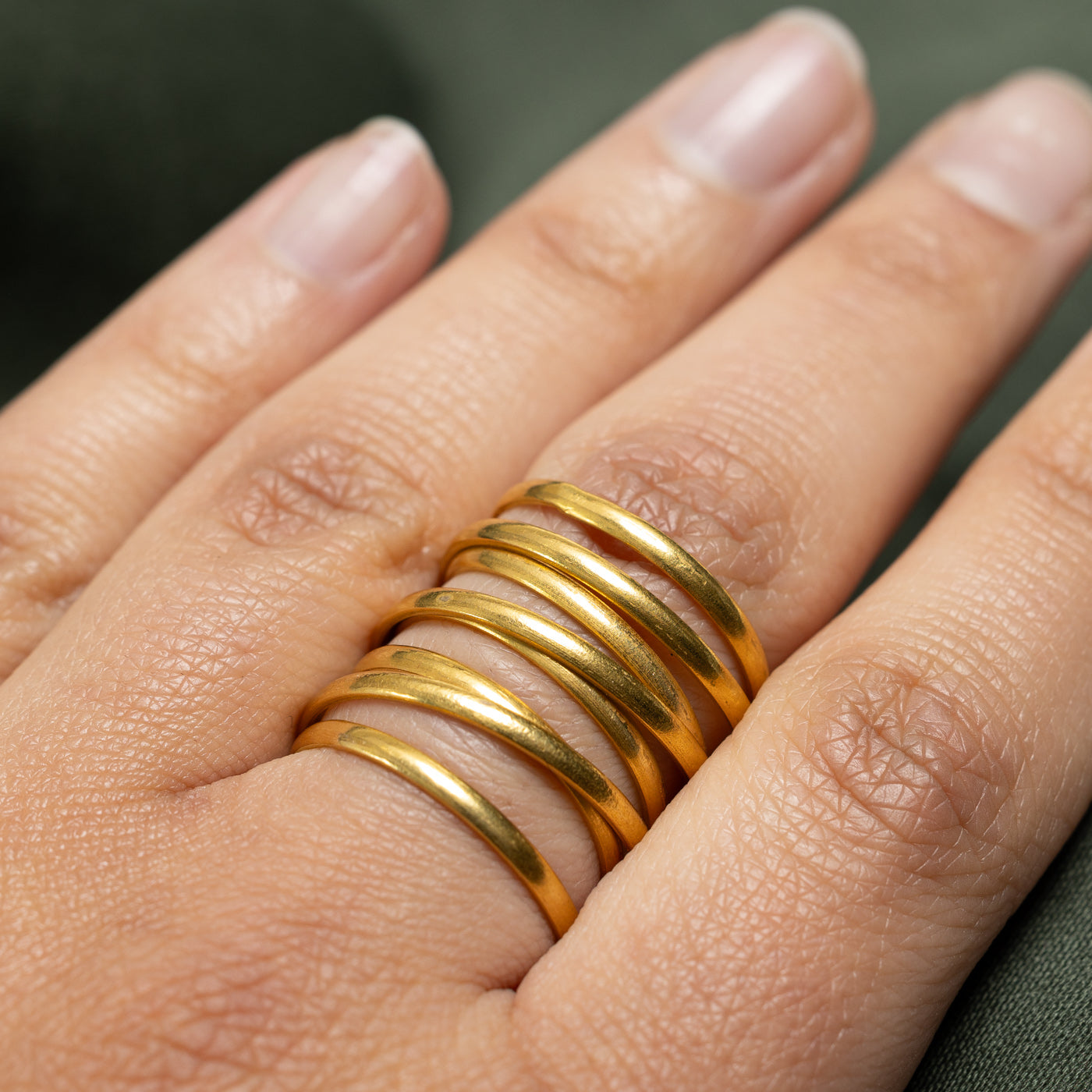 Bague enveloppante à plusieurs couches en or jaune 20 carats | Taille 8,5