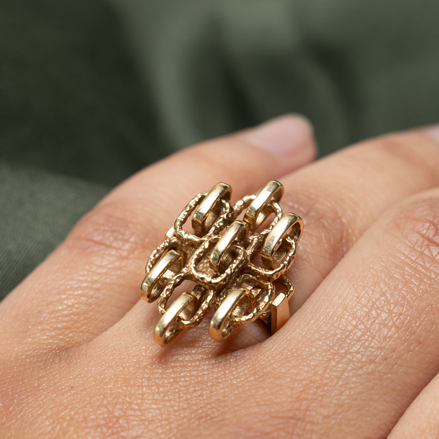 14K Yellow Gold Geometric Cocktail Ring | SZ 5