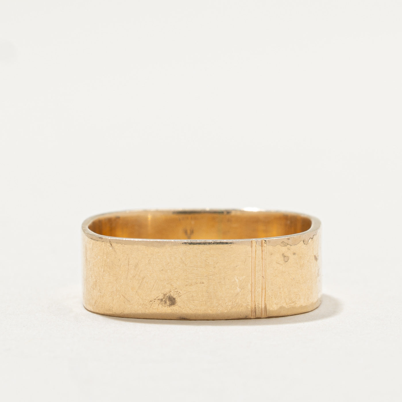10K Yellow Gold Hammered Soft Square Band | 6.8mm | SZ 10