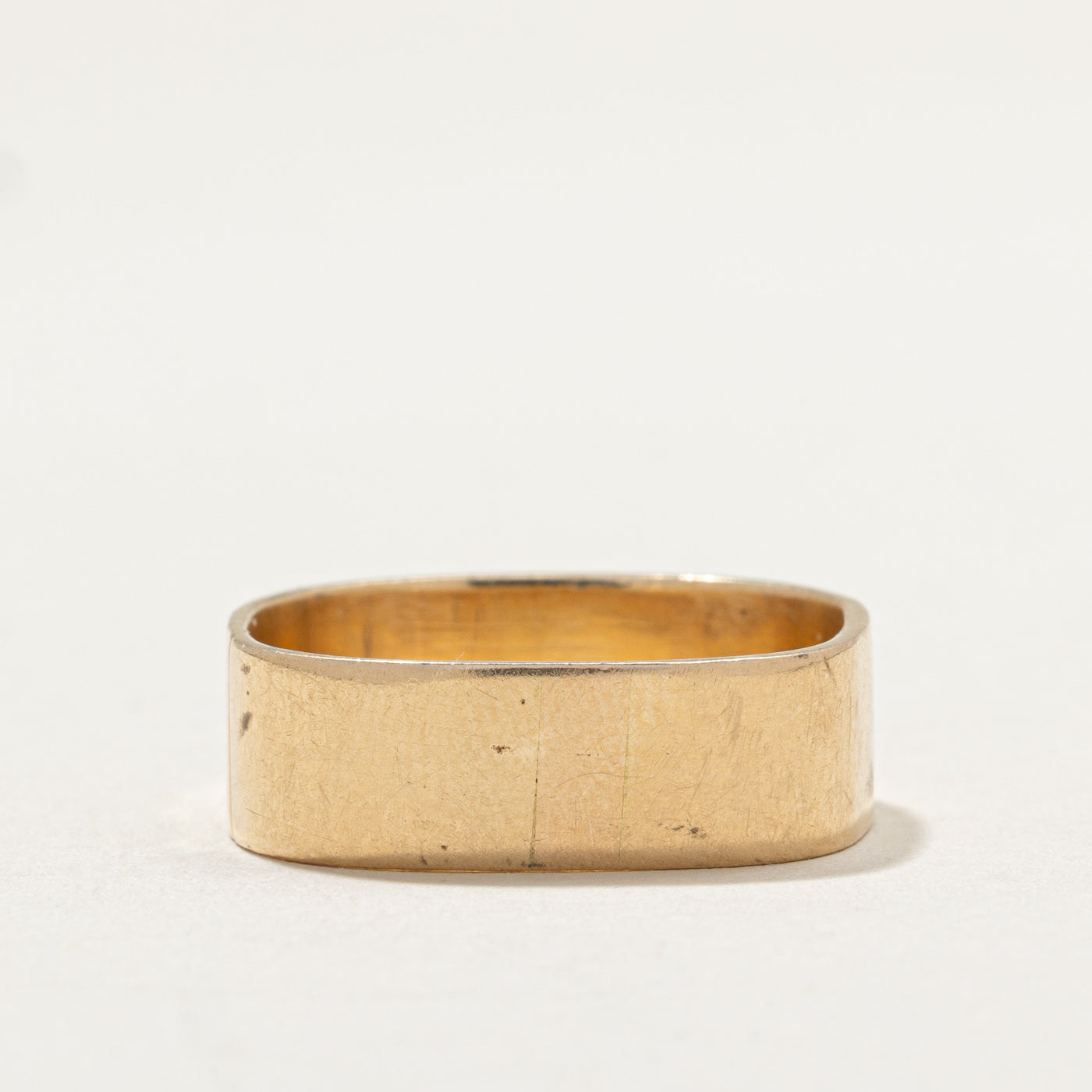 10K Yellow Gold Hammered Soft Square Band | 6.8mm | SZ 10