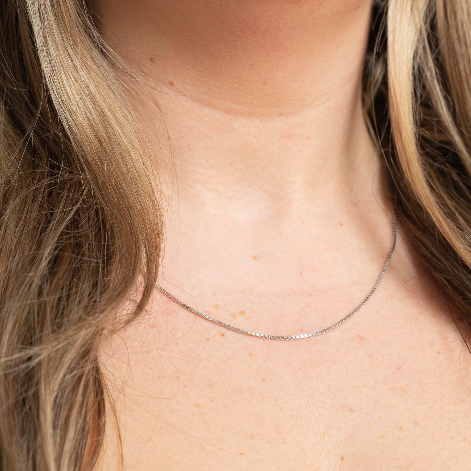 10K White Gold Box Link Chain | 1.33mm | 18.5"