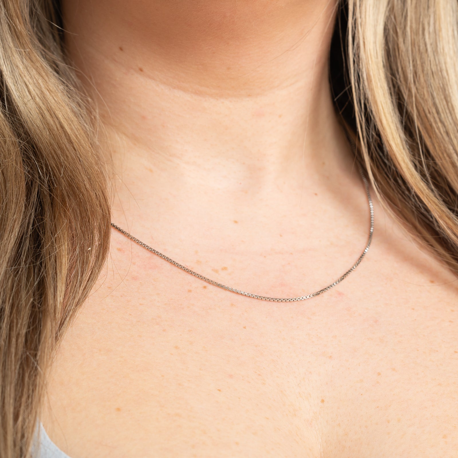 9K White Gold Box Link Chain | 1.20mm | 18"