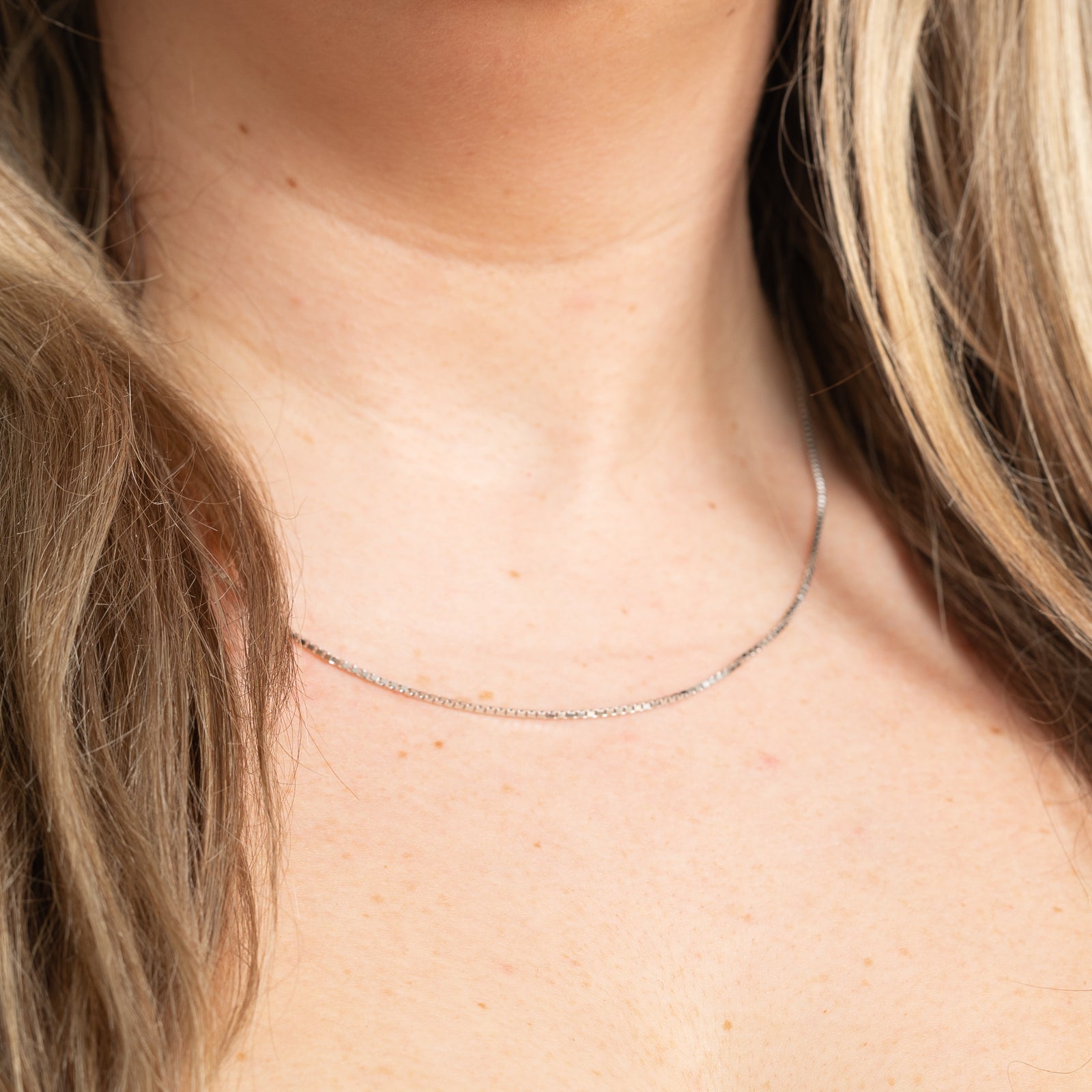 10K White Gold Box Link Chain | 1.14mm | 18.5"