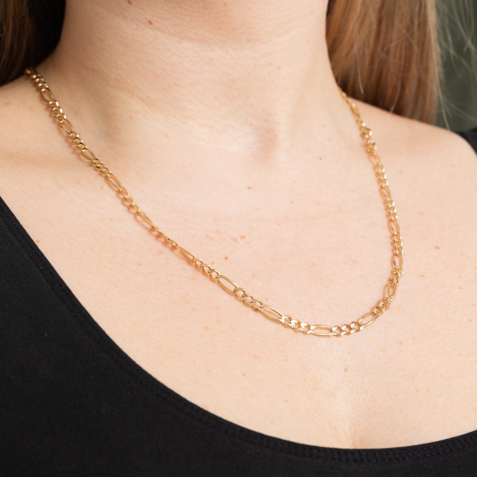 10K Yellow Gold Figaro Chain | 4.69mm | 22"