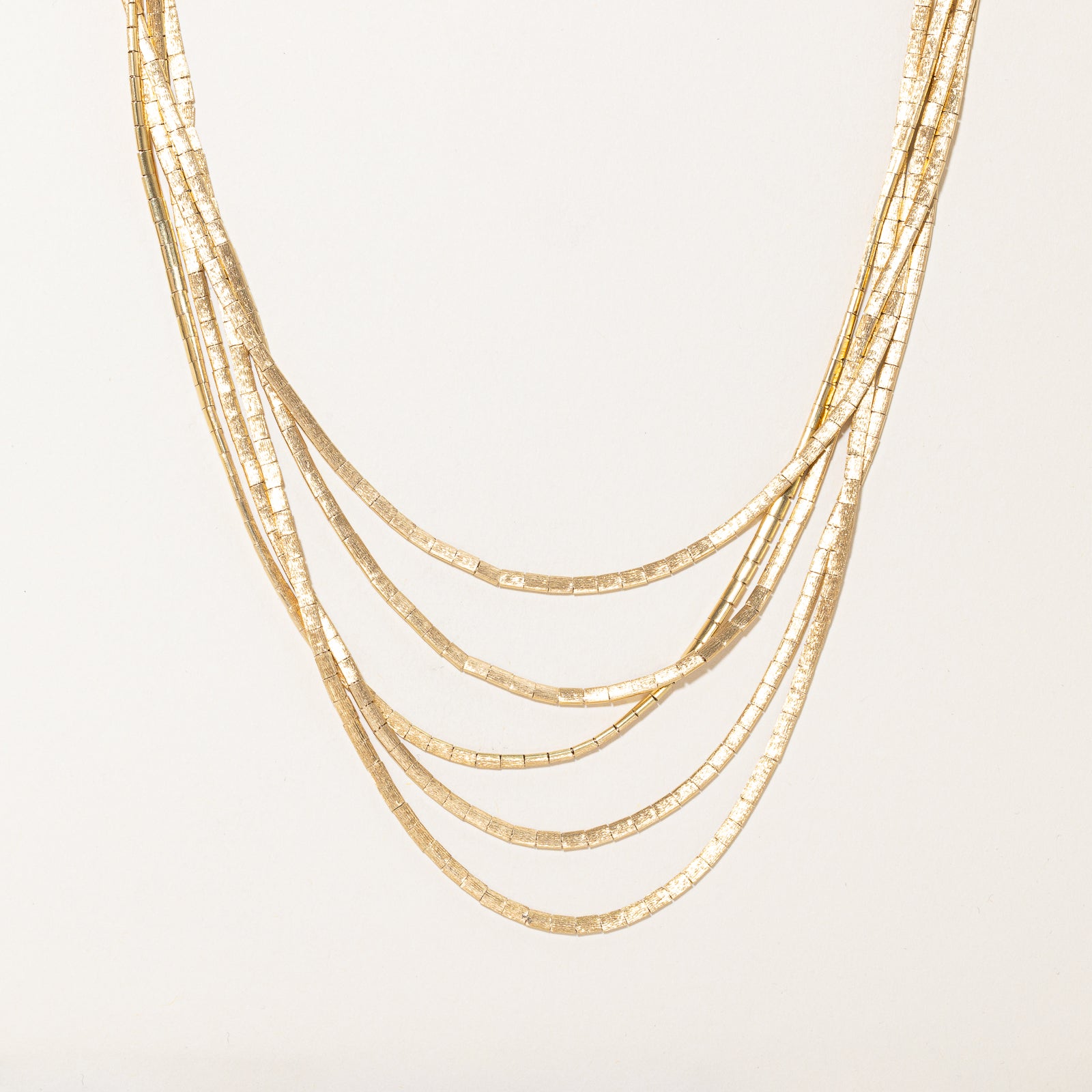 18K Yellow Gold Multi Layered Omega Necklace | 17"