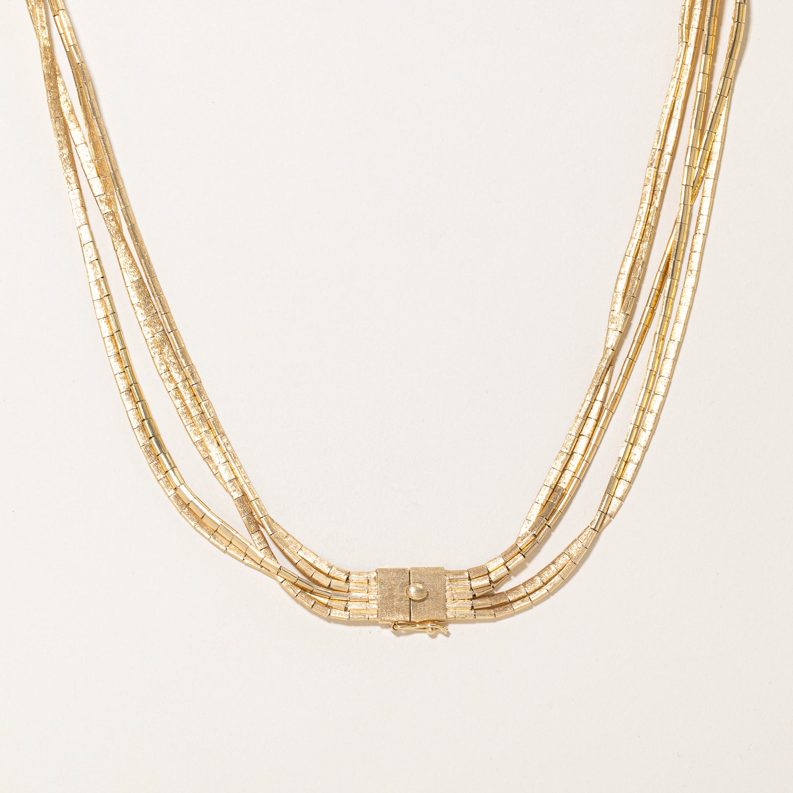 18K Yellow Gold Multi Layered Omega Necklace | 17"