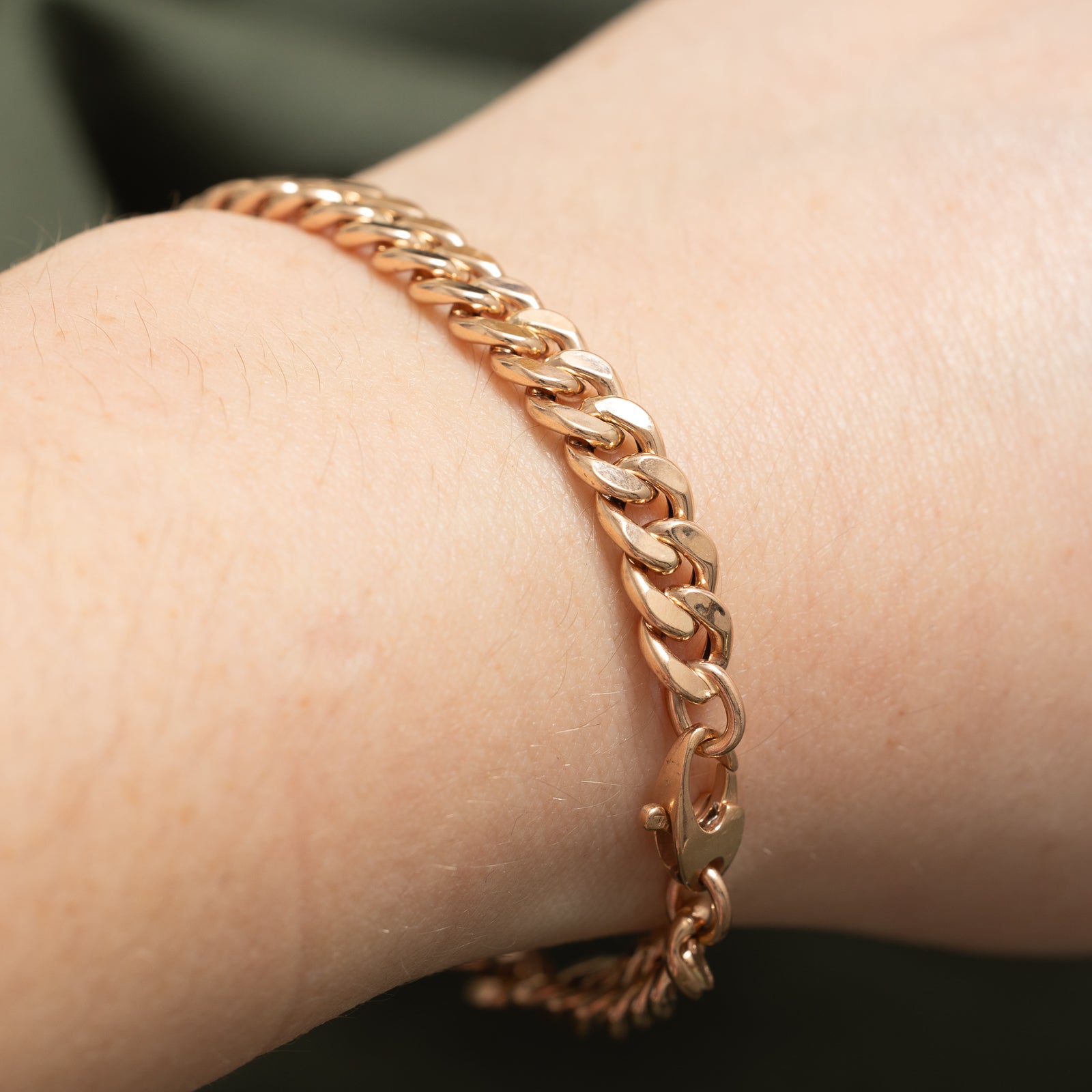 14K Rose Gold Plain Curb Link Bracelet | 6.27mm | 7"