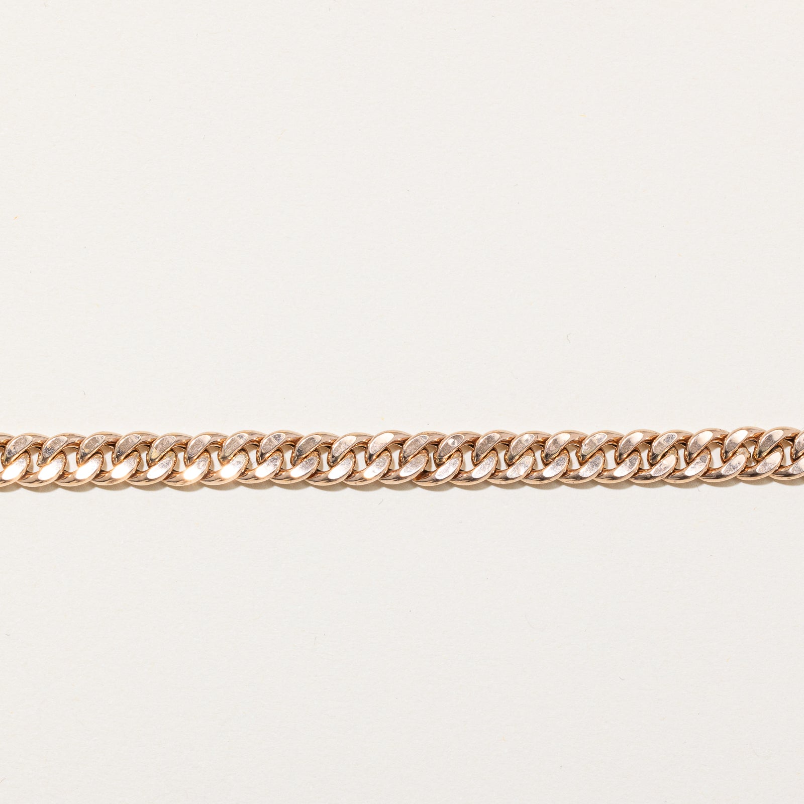 14K Rose Gold Plain Curb Link Bracelet | 6.27mm | 7"