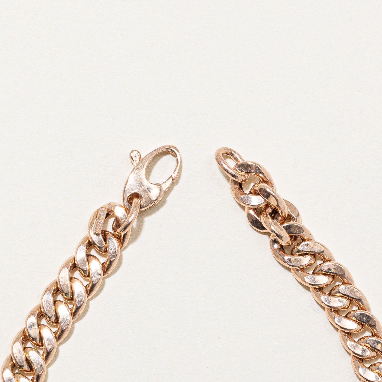 14K Rose Gold Plain Curb Link Bracelet | 6.27mm | 7"