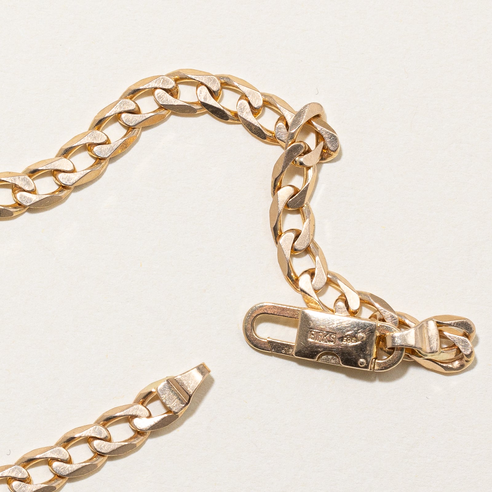 Bracelet à maillons gourmette en or jaune 14 carats « Birks » | 4,75 mm | 8,25 pouces |