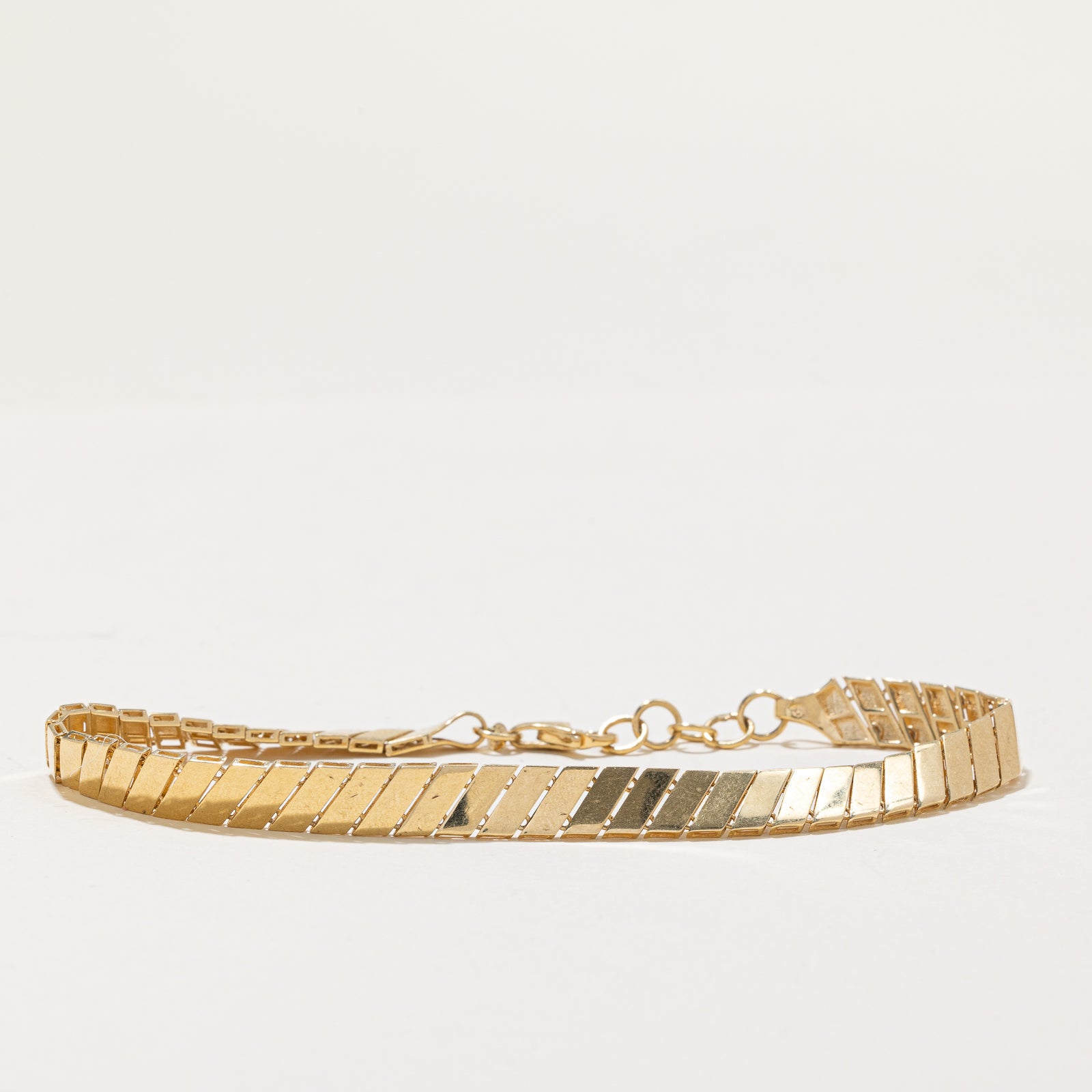 18K Yellow Gold Diagonal Flat Link Bracelet | 5.98mm | 7.5"