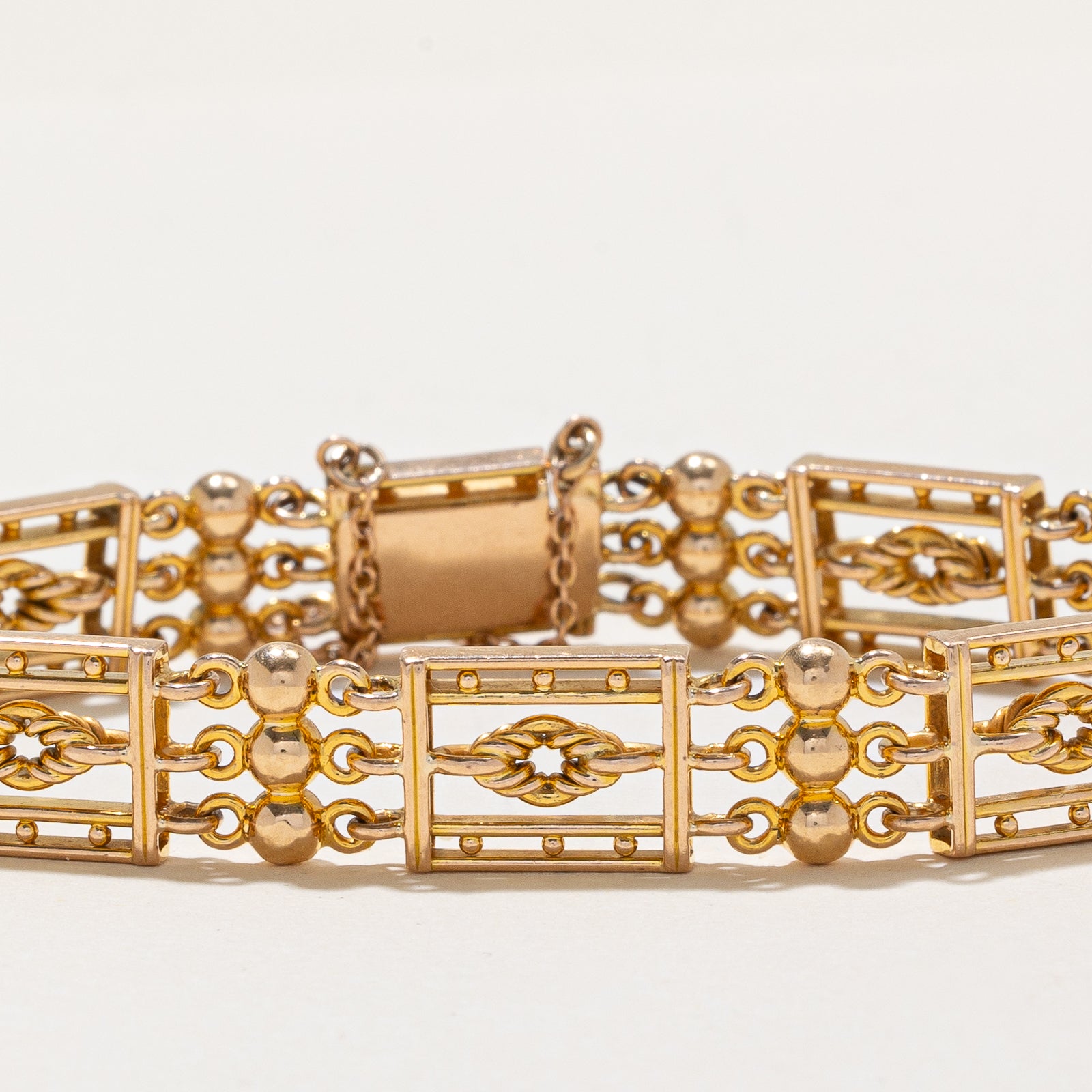 15K Yellow Ornate Chain Bracelet | 10.10mm | 7"