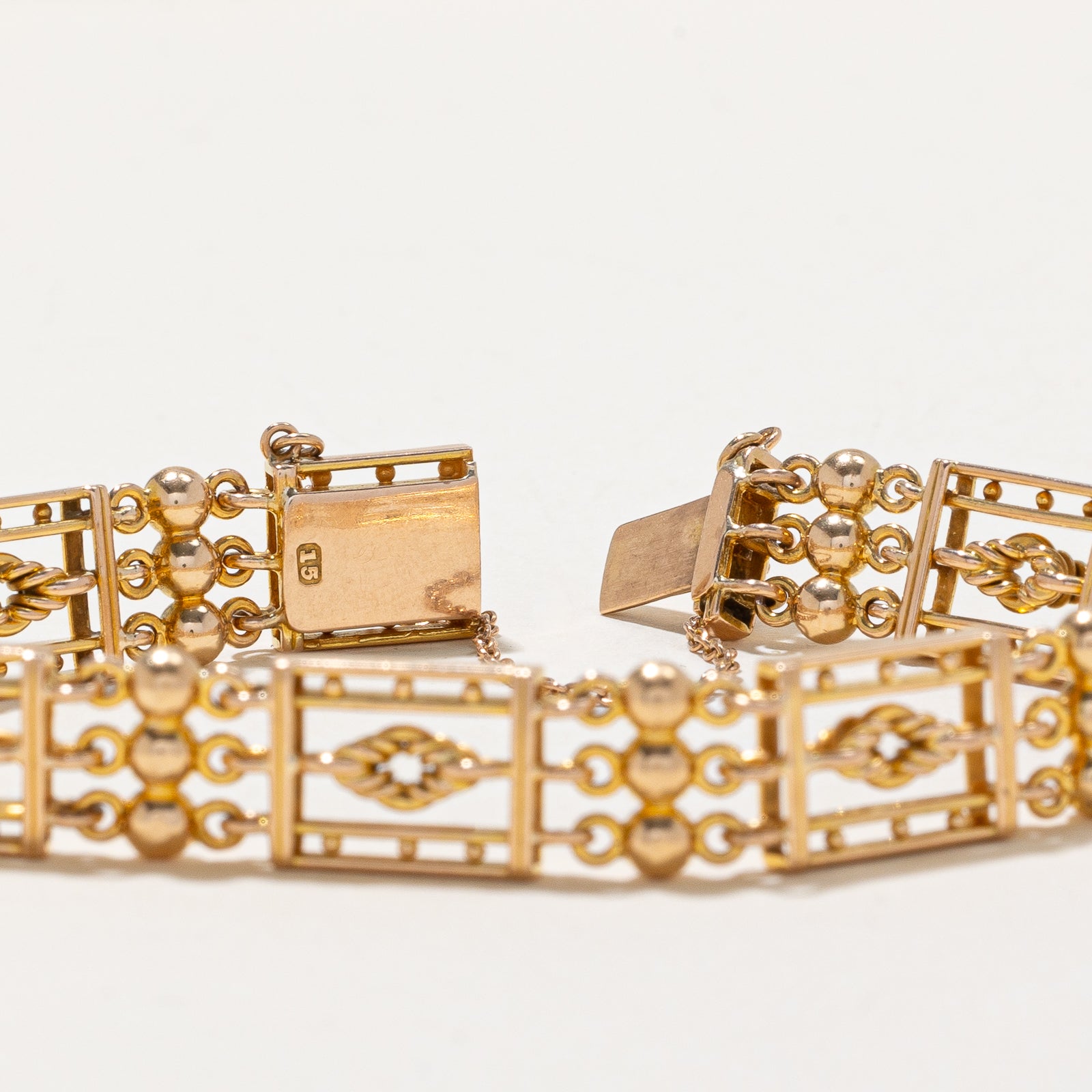 15K Yellow Ornate Chain Bracelet | 10.10mm | 7"