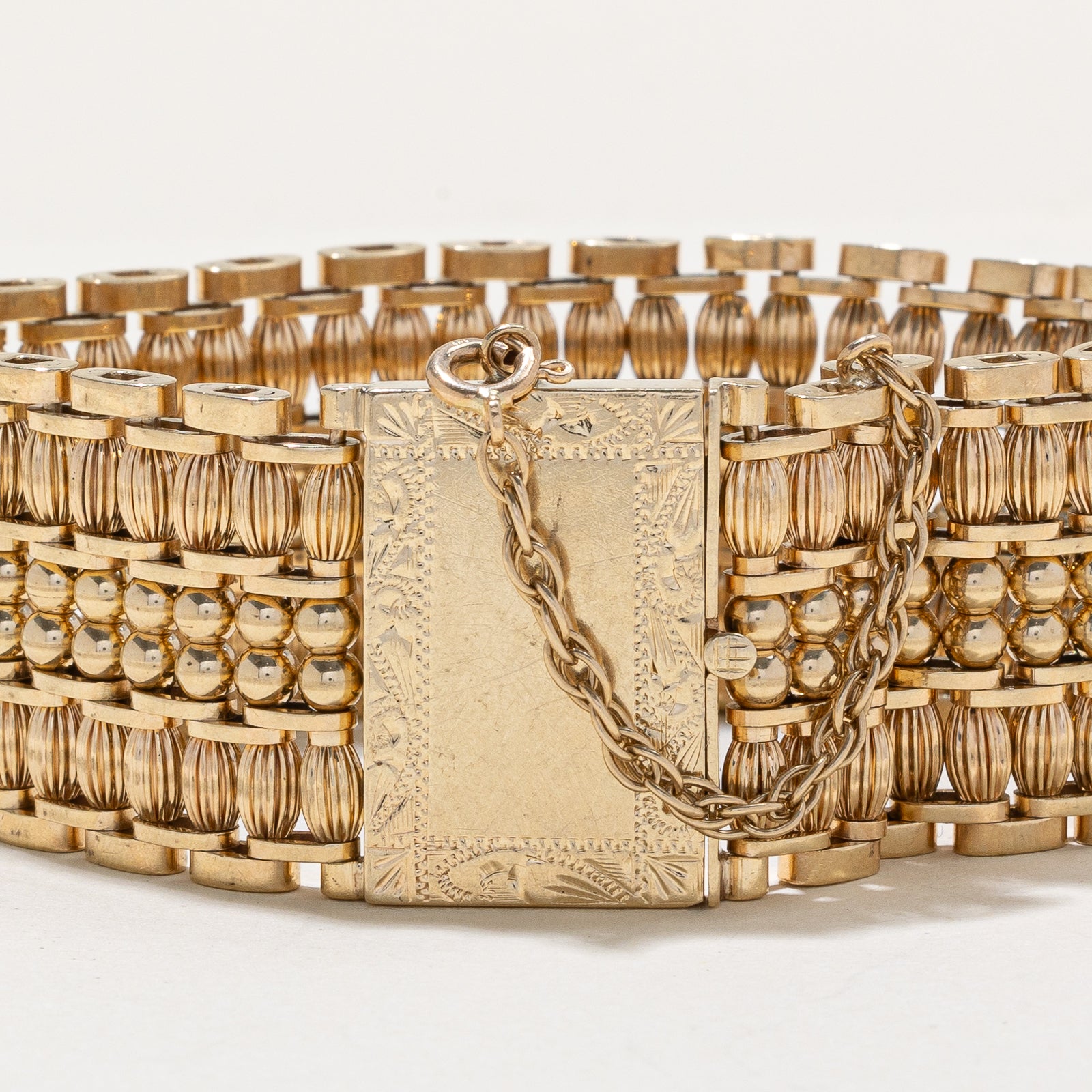 14K Yellow Ornate Beaded Bracelet | 25.07mm | 7"