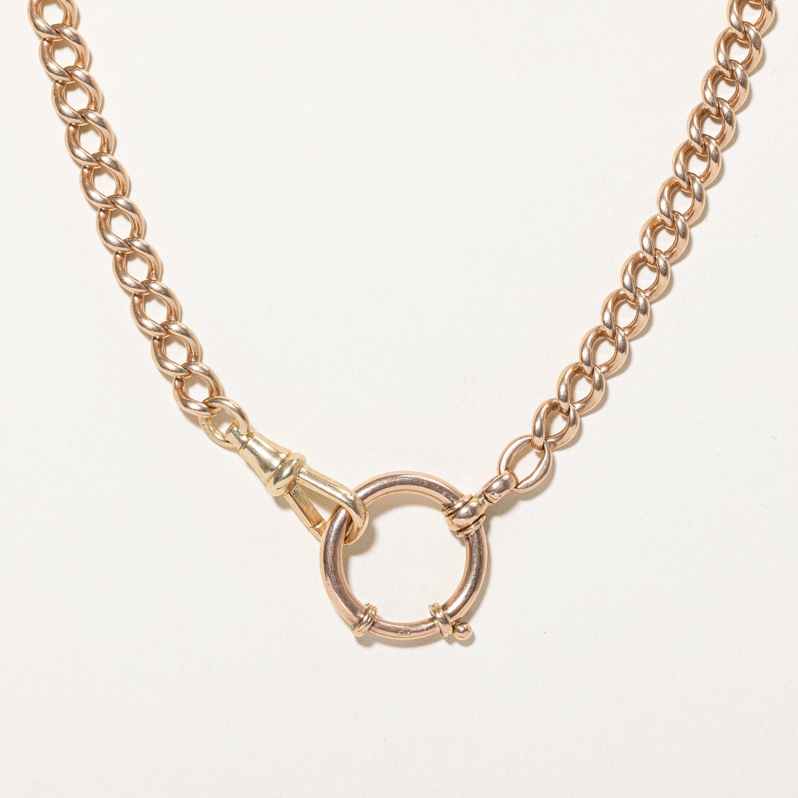 14K Rose Gold Curb Link Watch Chain | 5.72mm | 13"