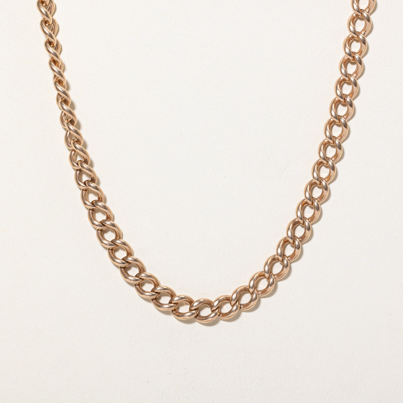 14K Rose Gold Curb Link Watch Chain | 5.72mm | 13"