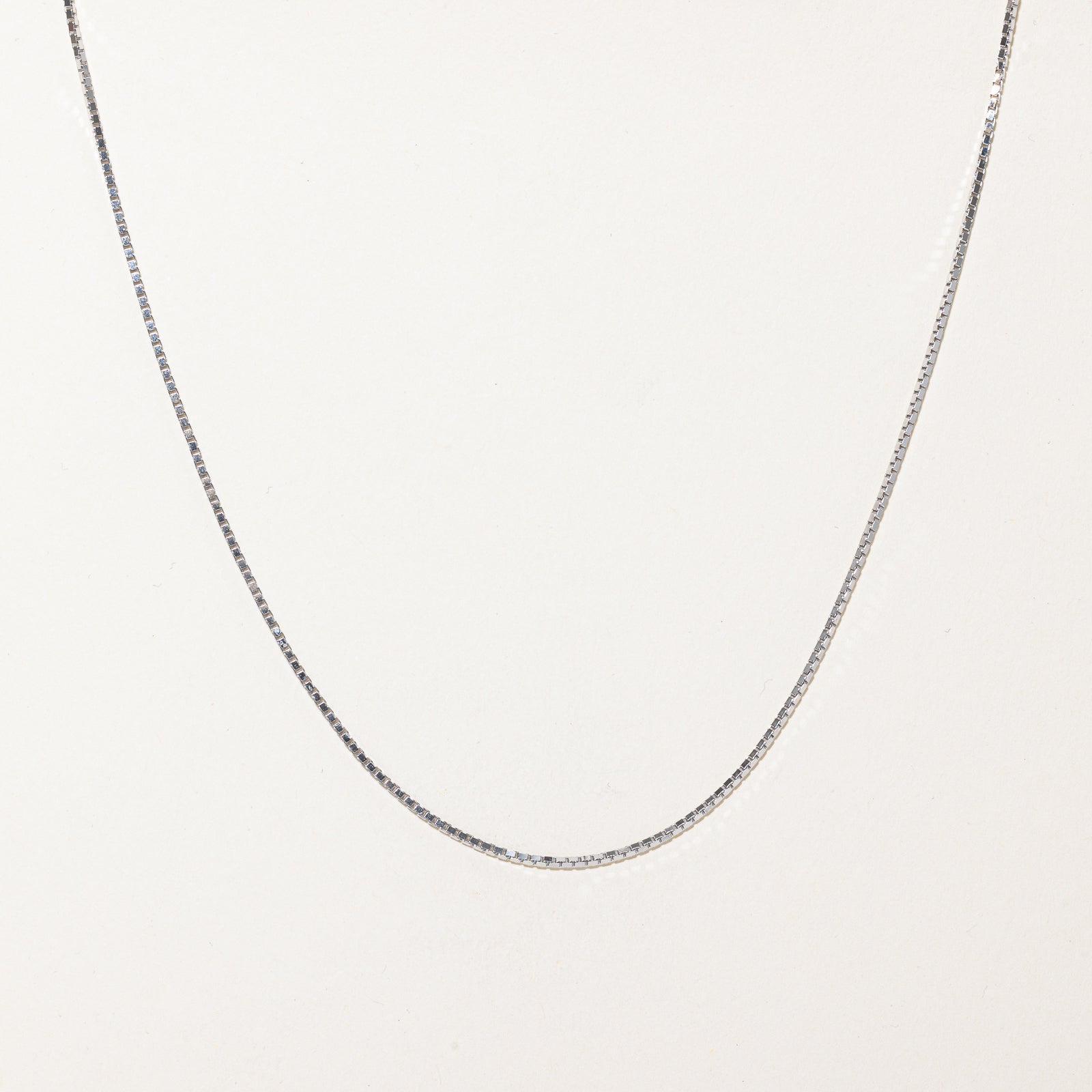 10K White Gold Box Link Chain | 1.33mm | 18.5"