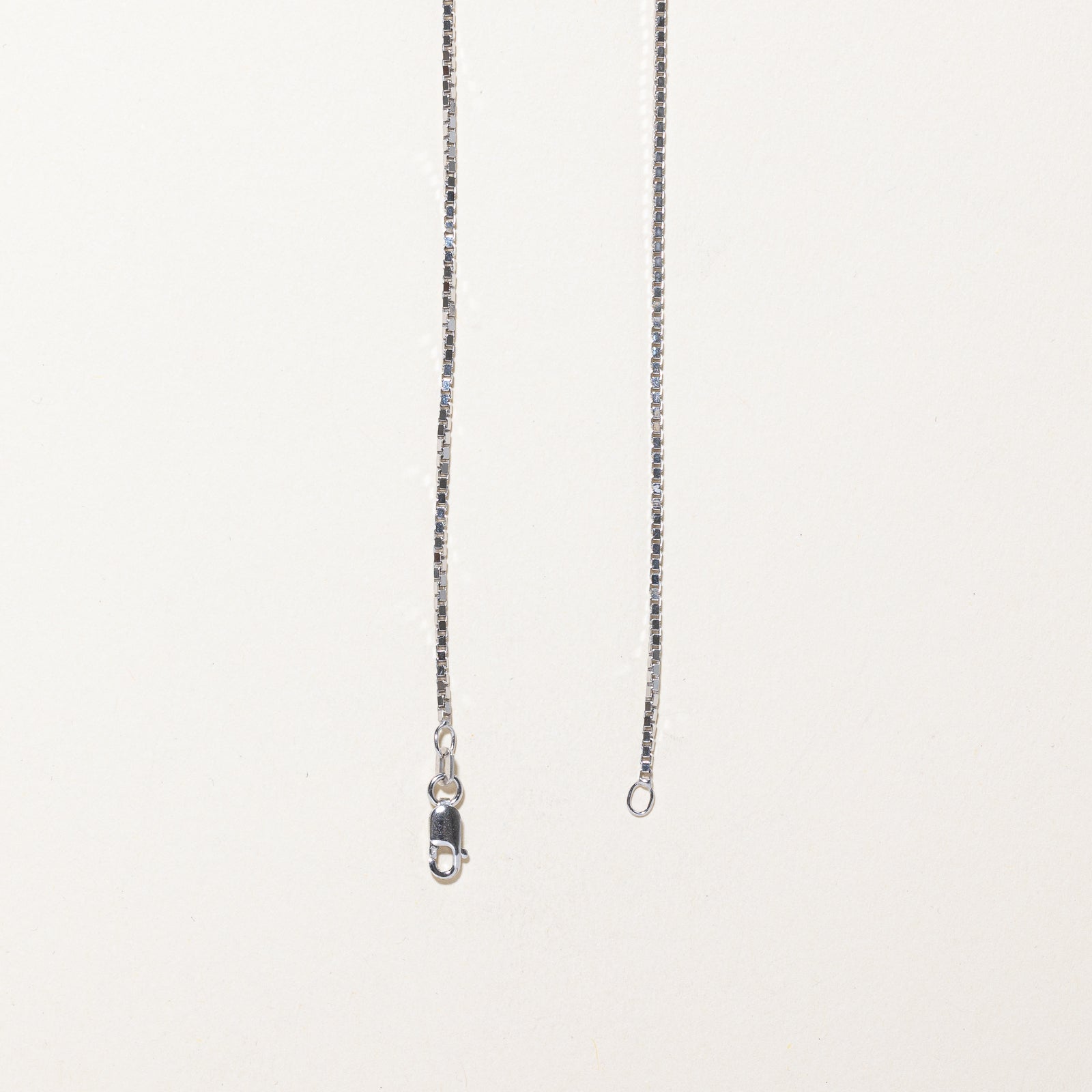 10K White Gold Box Link Chain | 1.33mm | 18.5"