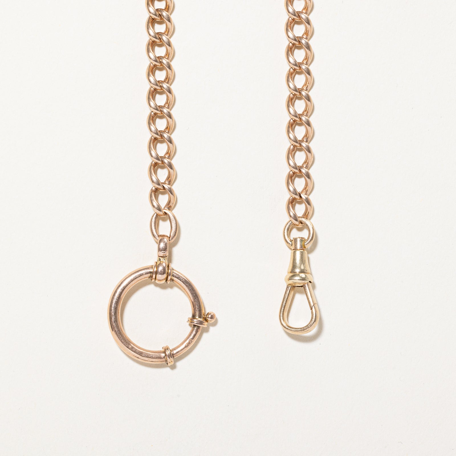 14K Rose Gold Curb Link Watch Chain | 5.72mm | 13"