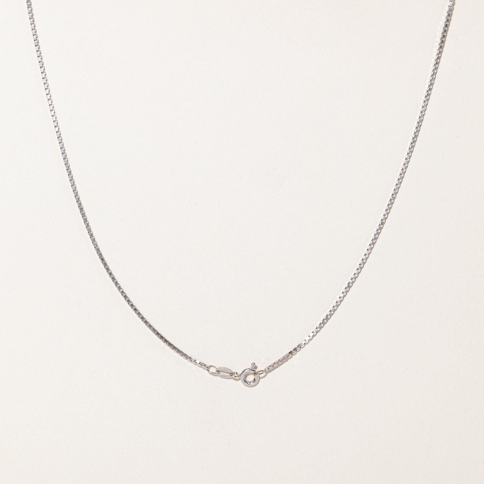 9K White Gold Box Link Chain | 1.20mm | 18"