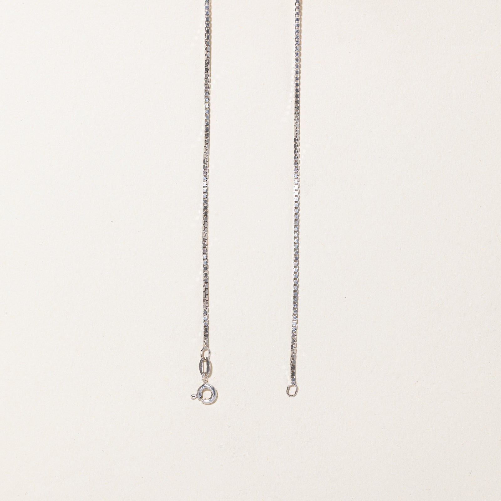 9K White Gold Box Link Chain | 1.20mm | 18"