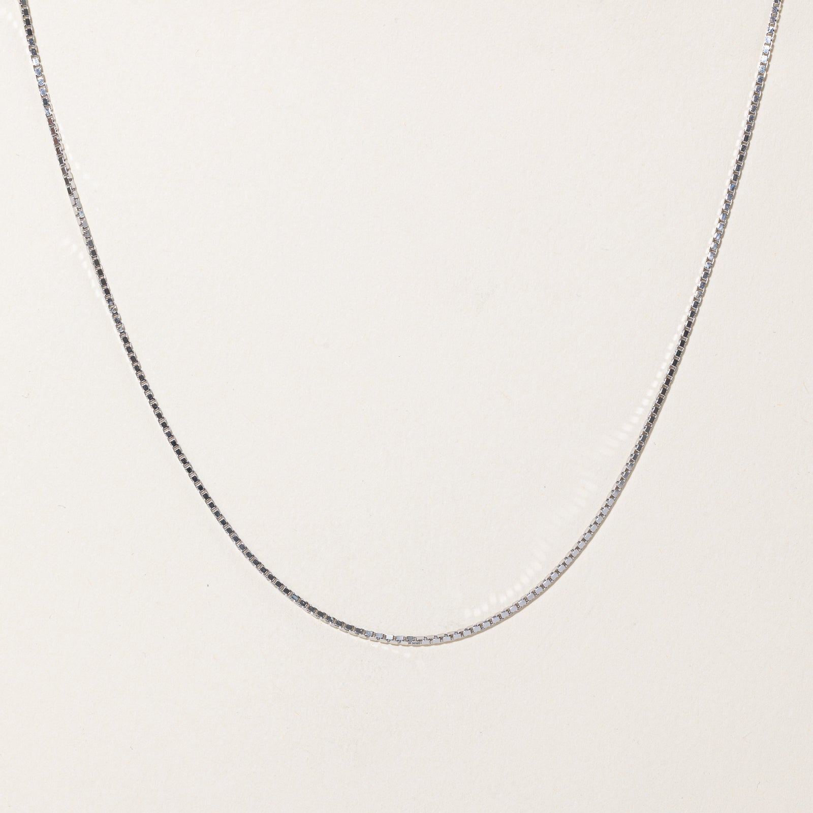 10K White Gold Box Link Chain | 1.14mm | 18.5"