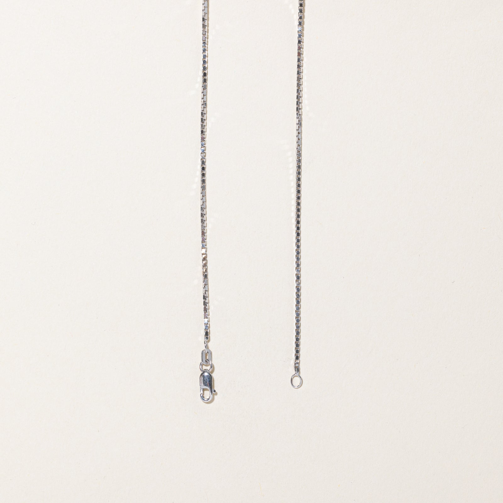 10K White Gold Box Link Chain | 1.14mm | 18.5"